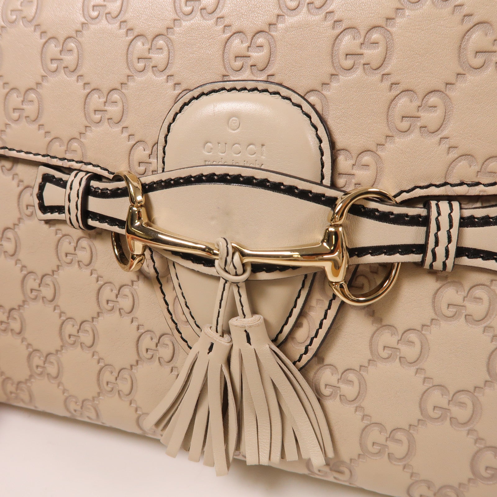 GUCCI 皮革Chain Shoulder金扣鏈帶肩背袋