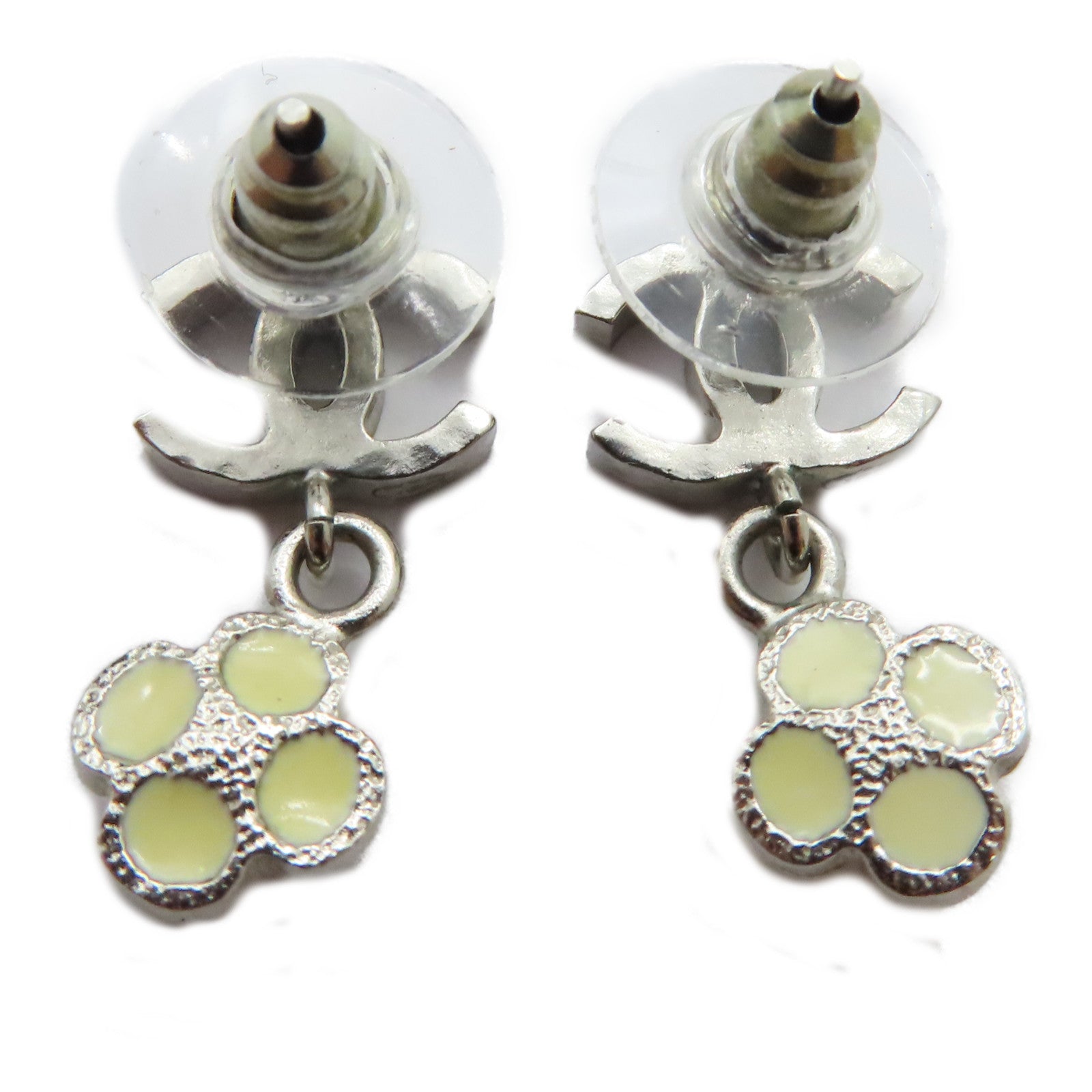 CHANEL 金屬Earrings白花耳環銀色