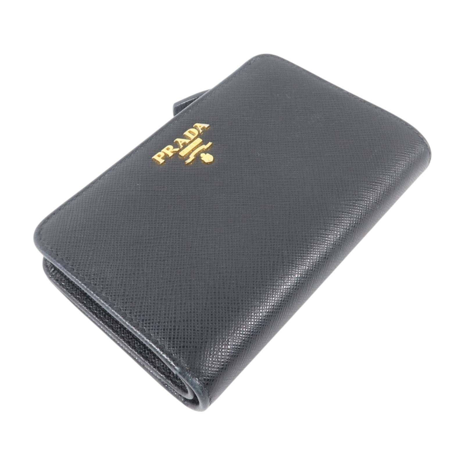 PRADA Saffiano皮革Bifold Wallet金扣錢包