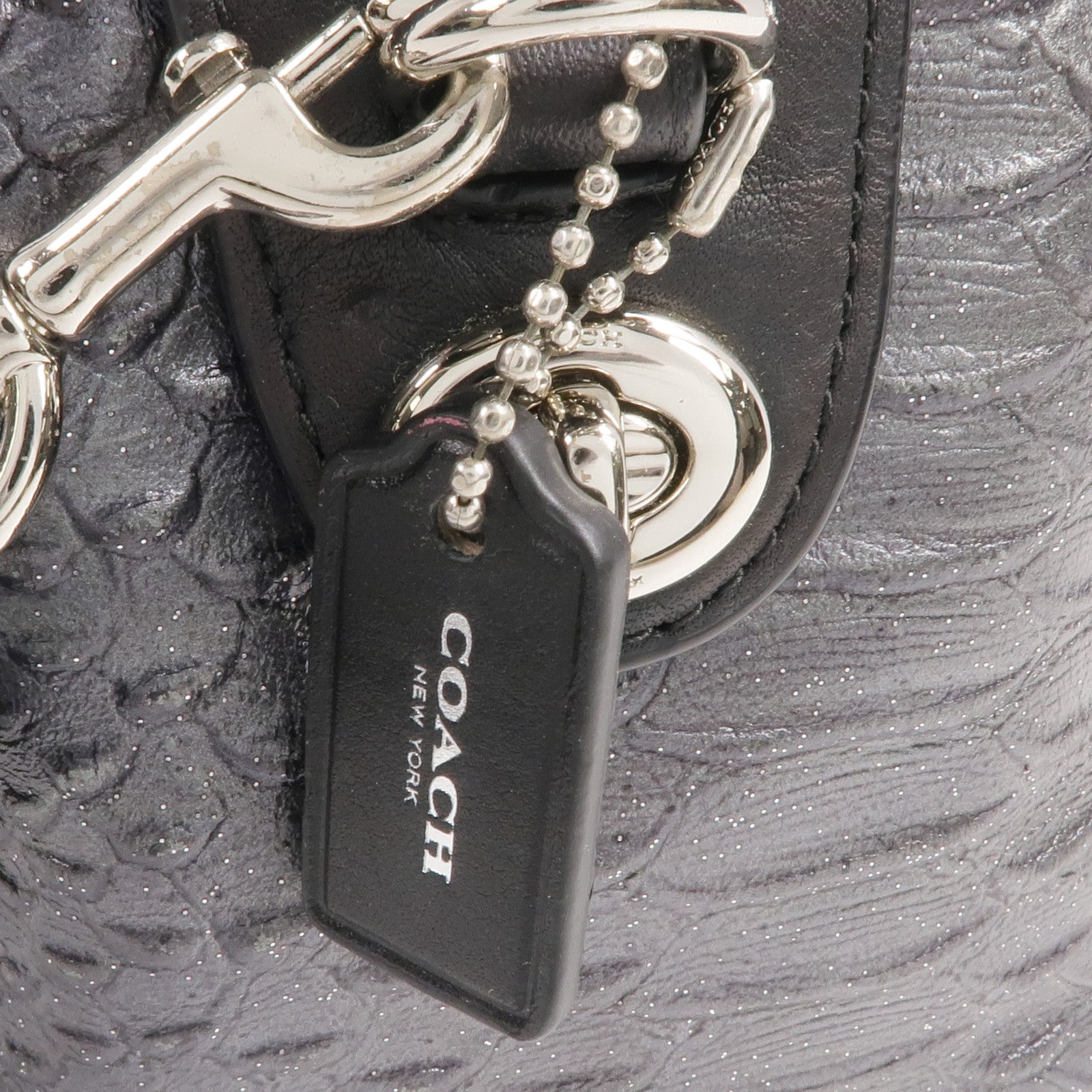 COACH 牛皮皮革2 Way Shoulder Bag銀扣手挽肩背兩用袋