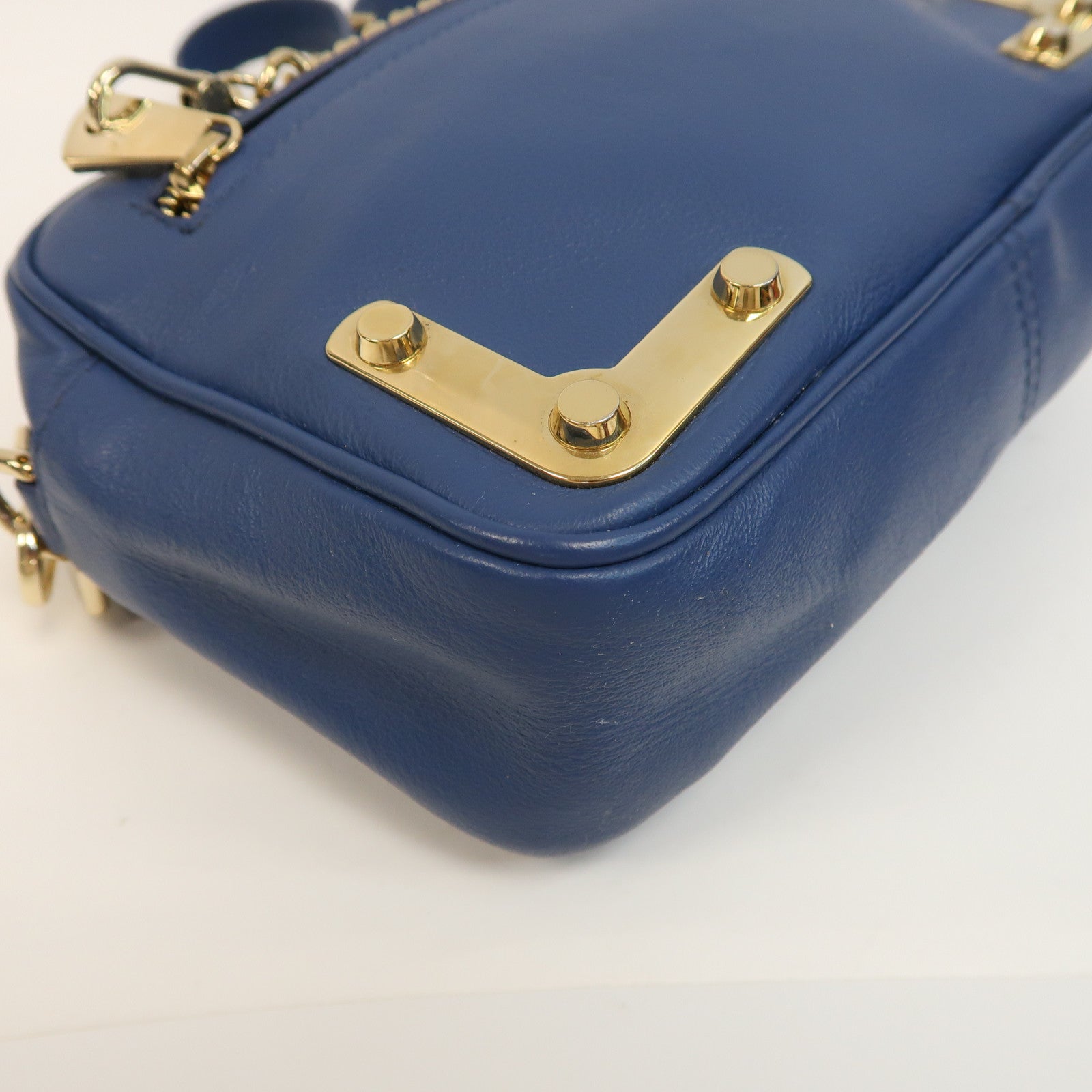 Furla 【激減優惠】牛皮皮革Shoulder Bag金扣肩背袋藍色