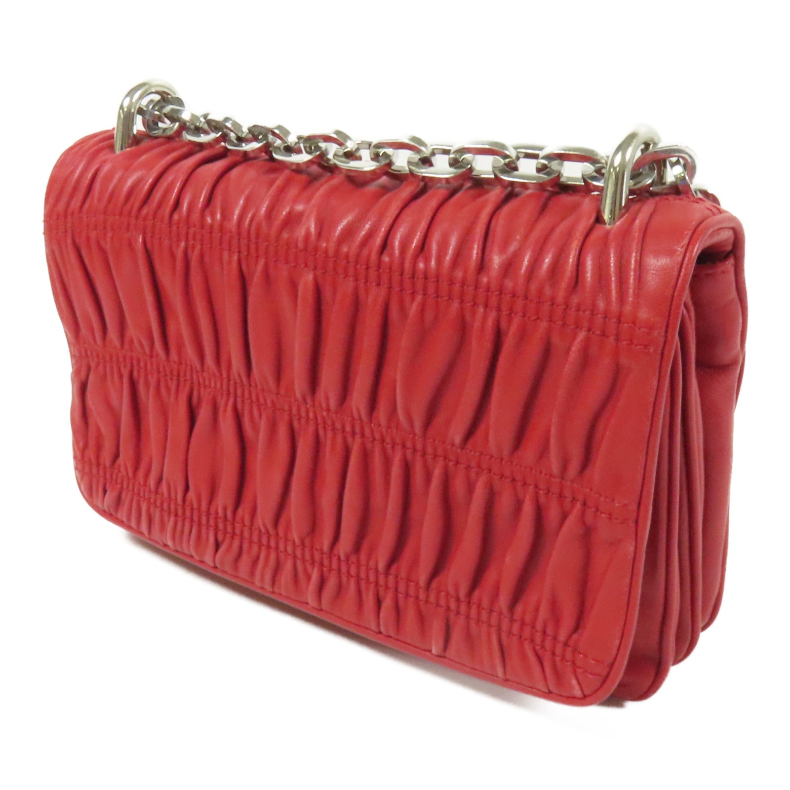 PRADA 羊皮皮革Chain Shoulder銀扣肩背袋