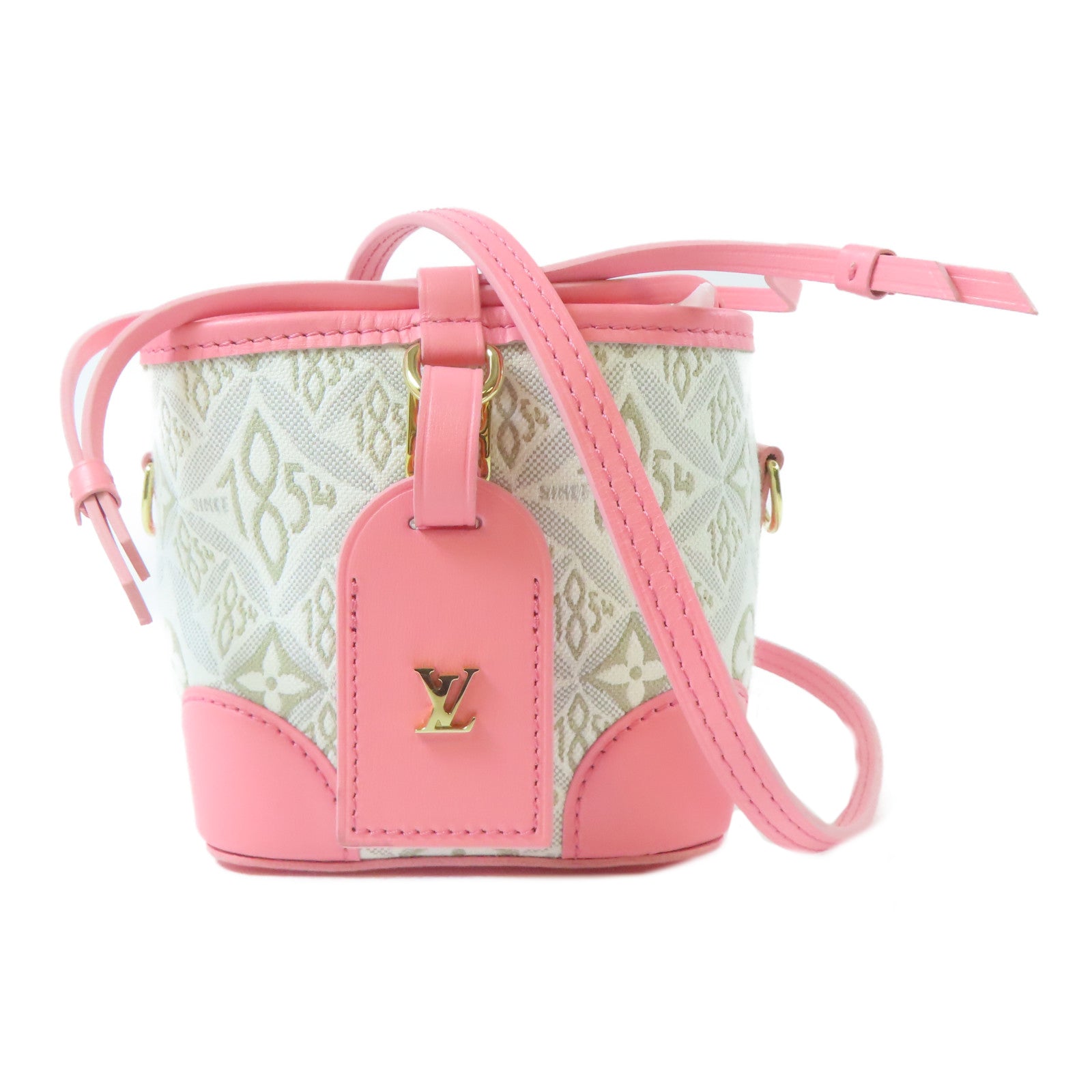 LOUIS VUITTON 【激減優惠】帆布Noe Purse金扣肩背袋米色/粉紅色