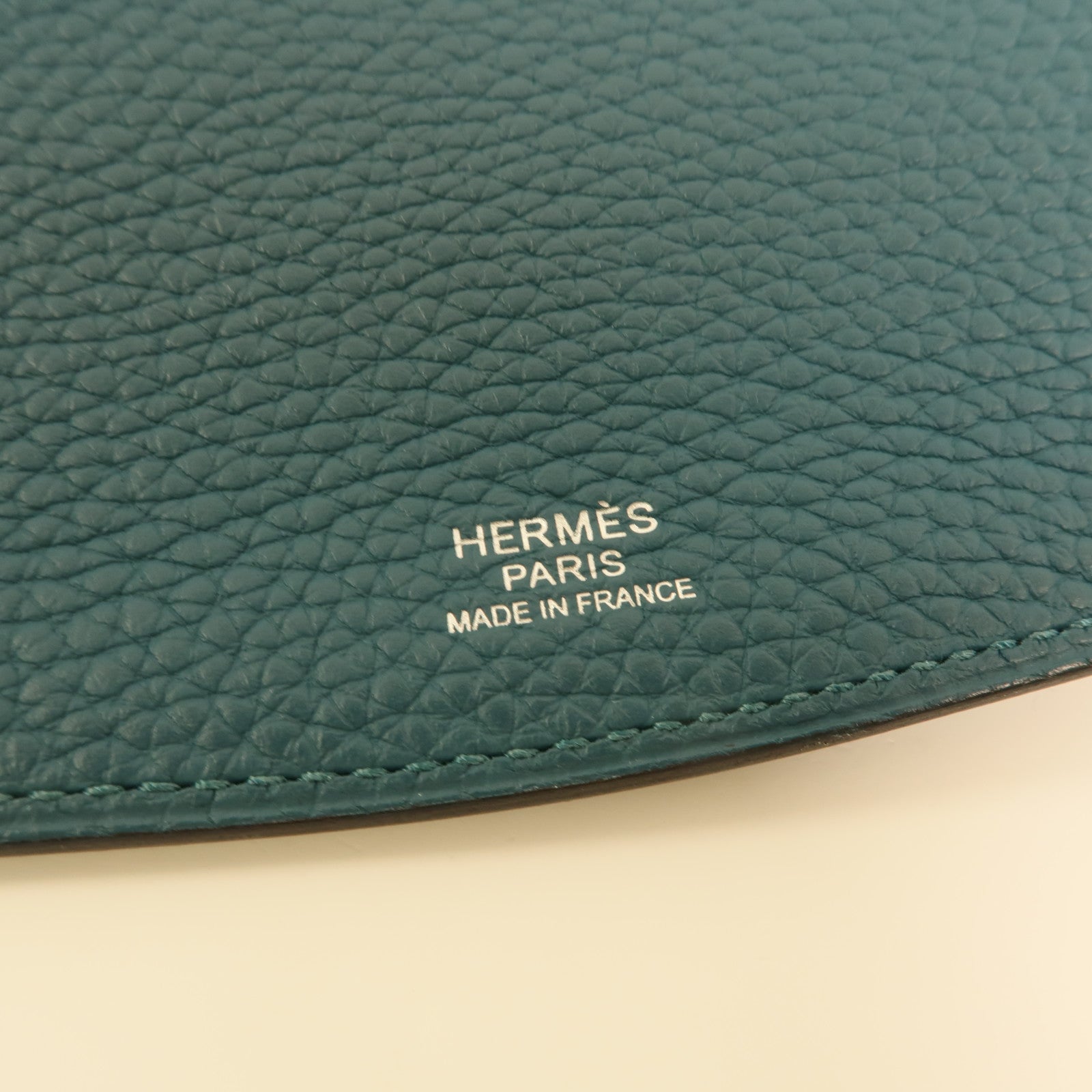 HERMES Clemence皮革Saut 25銀扣肩背袋Vert Bosphore