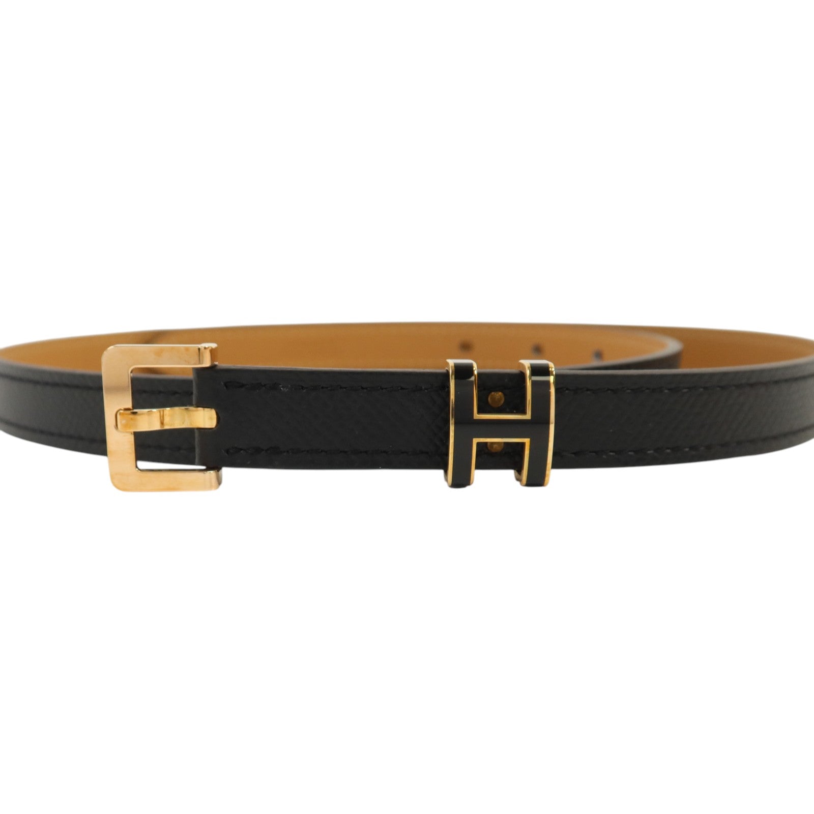 HERMES Epsom皮革Belt金扣皮革Noir