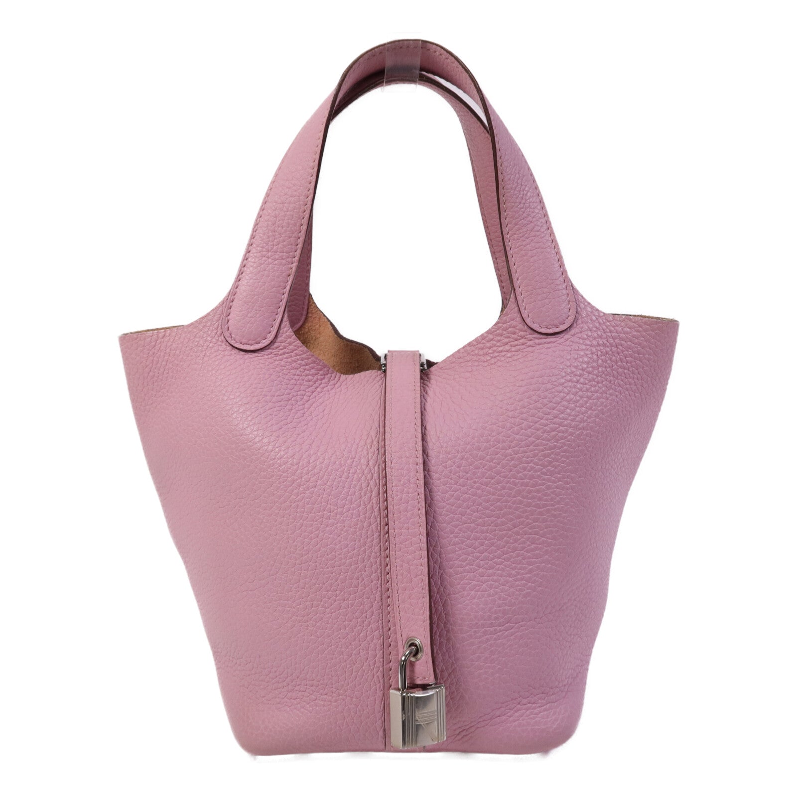 HERMES Clemence皮革Picotin PM銀扣手挽袋Mauve Sylvestre
