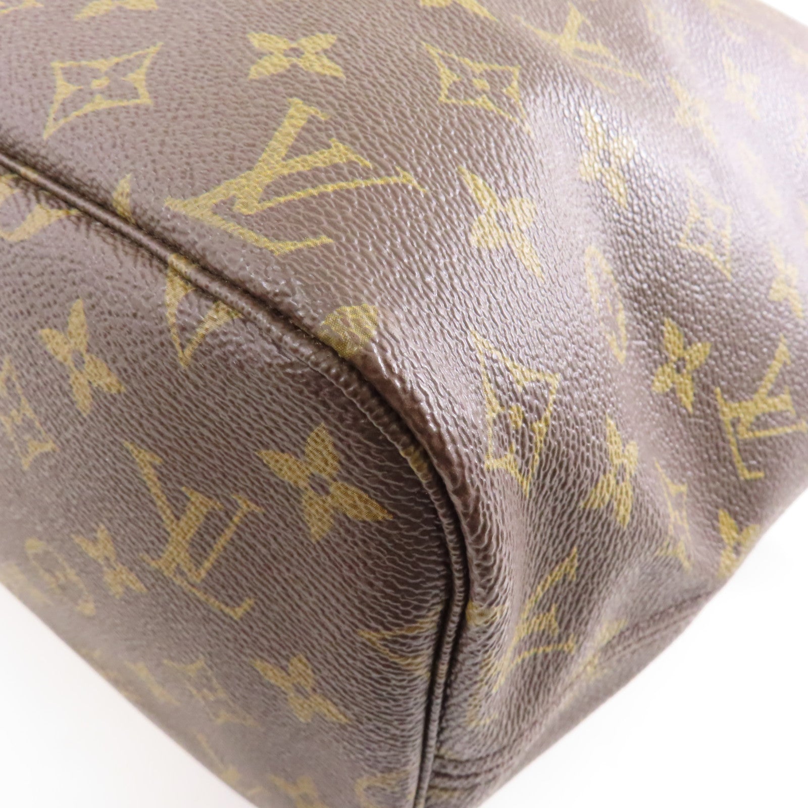 LOUIS VUITTON Monogram Neverfull MM金扣手挽袋啡色