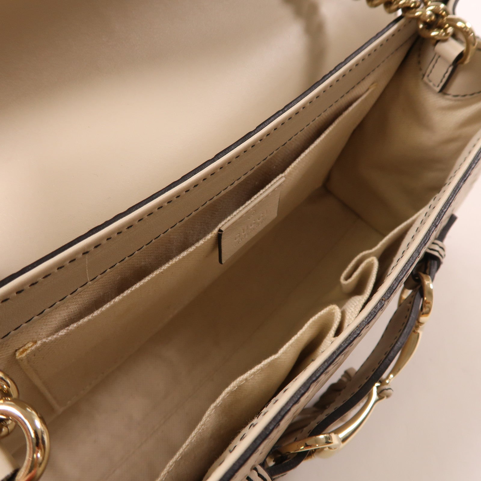 GUCCI 皮革Chain Shoulder金扣鏈帶肩背袋