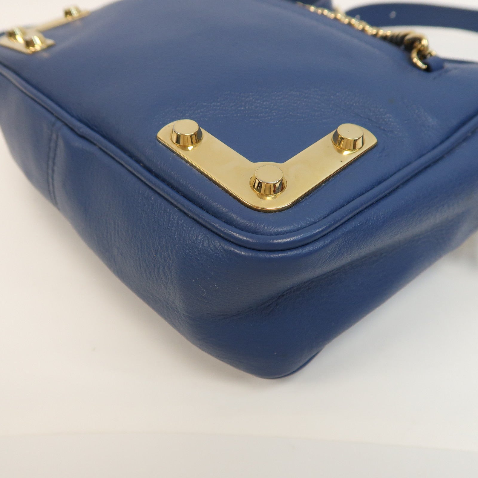 Furla 【激減優惠】牛皮皮革Shoulder Bag金扣肩背袋藍色