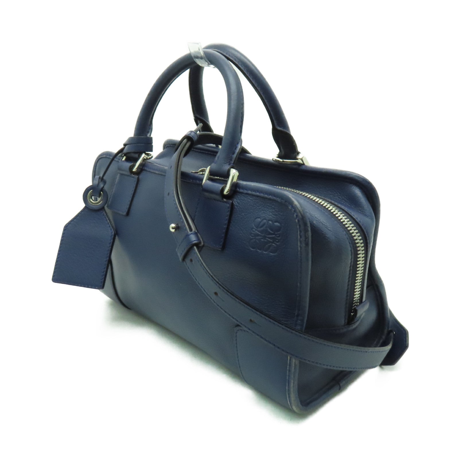 LOEWE 【激減優惠】牛皮皮革Amazona銀扣手挽肩背兩用袋藍色