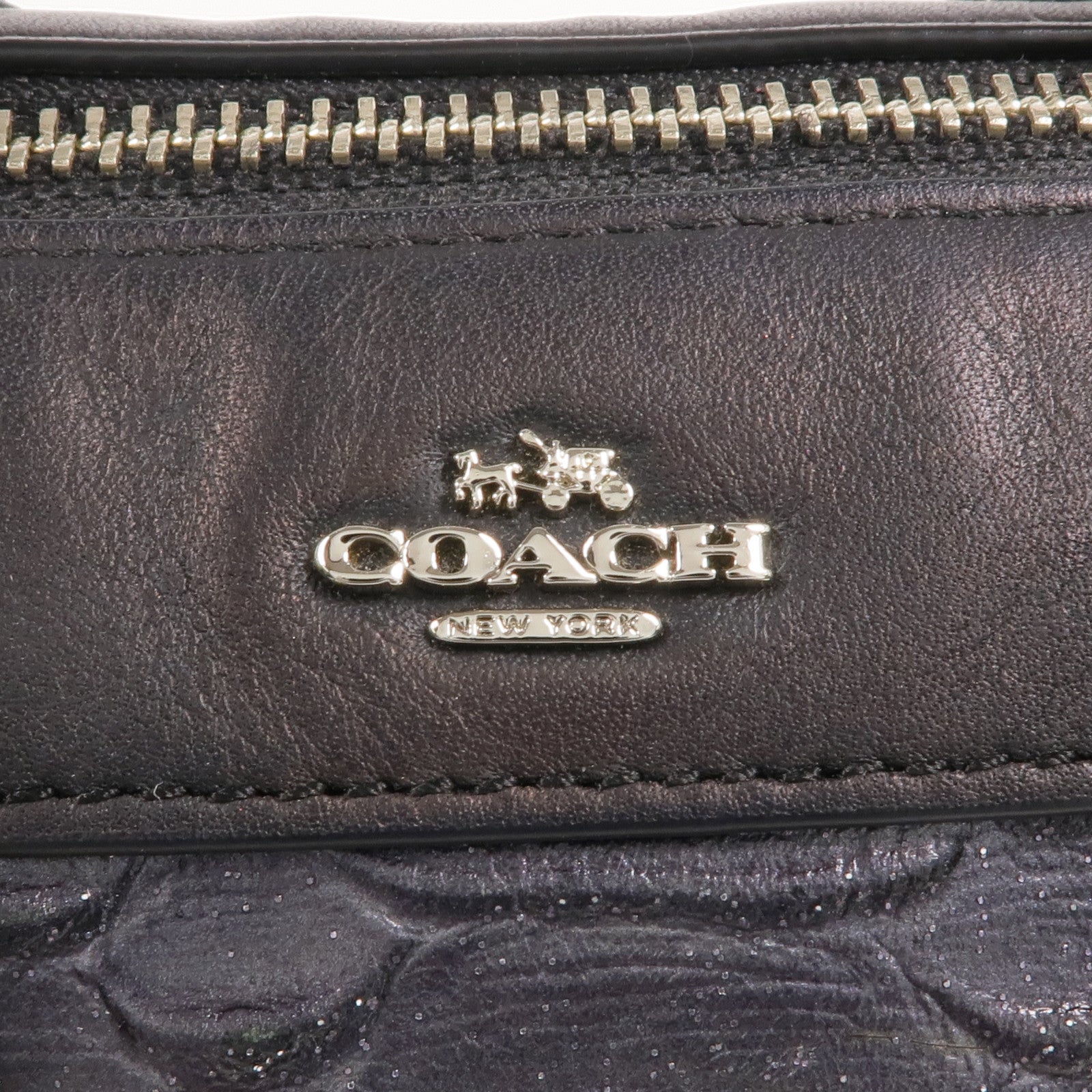 COACH 牛皮皮革2 Way Shoulder Bag銀扣手挽肩背兩用袋