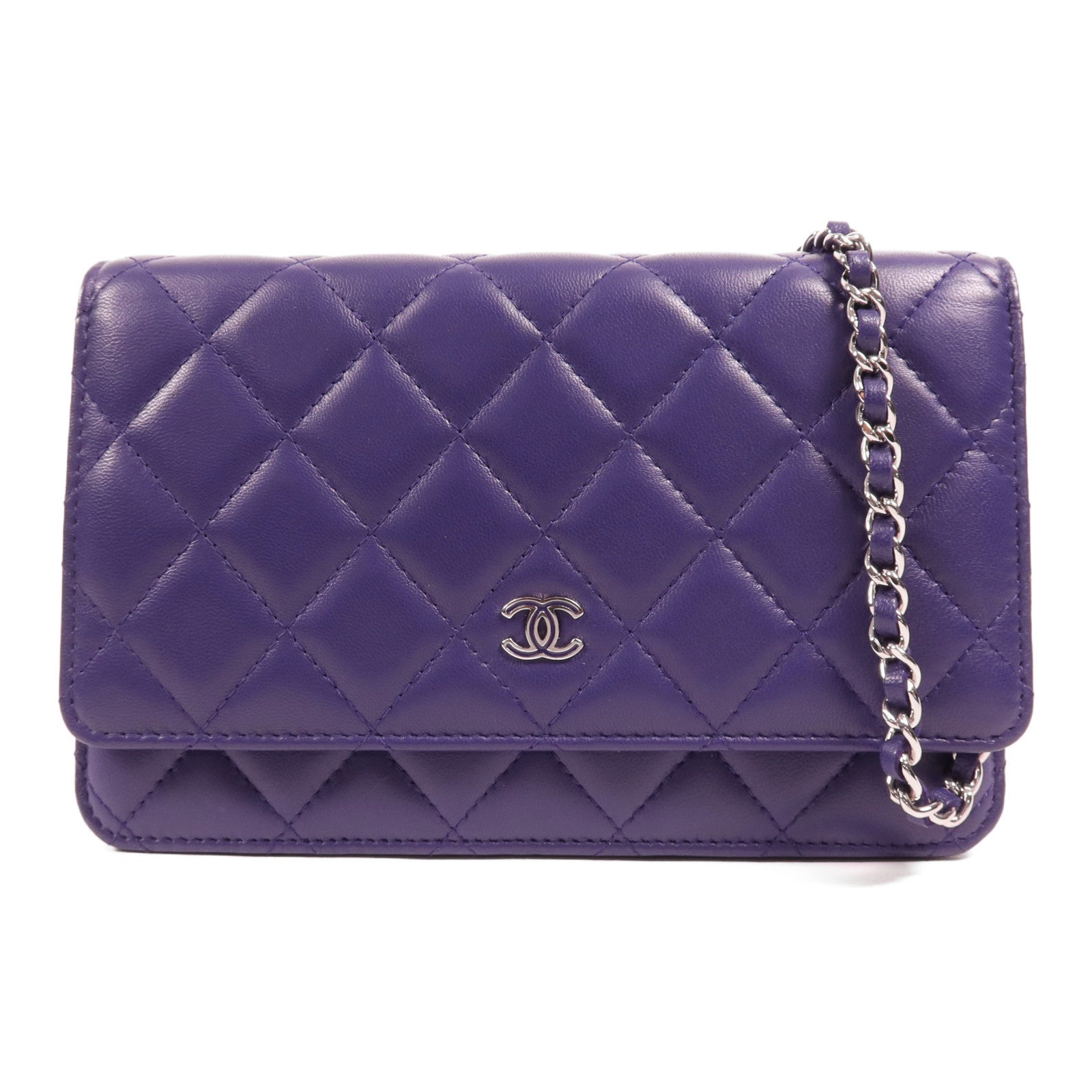 CHANEL 【激減優惠】羊皮皮革WOC Wallet On Chain銀扣鏈帶肩背袋