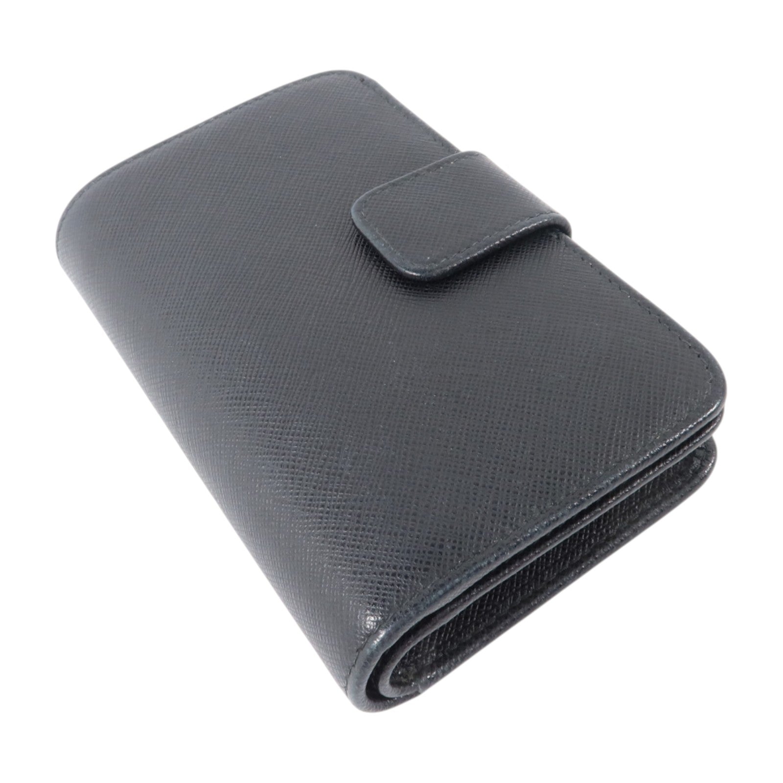 PRADA Saffiano皮革Bifold Wallet金扣錢包