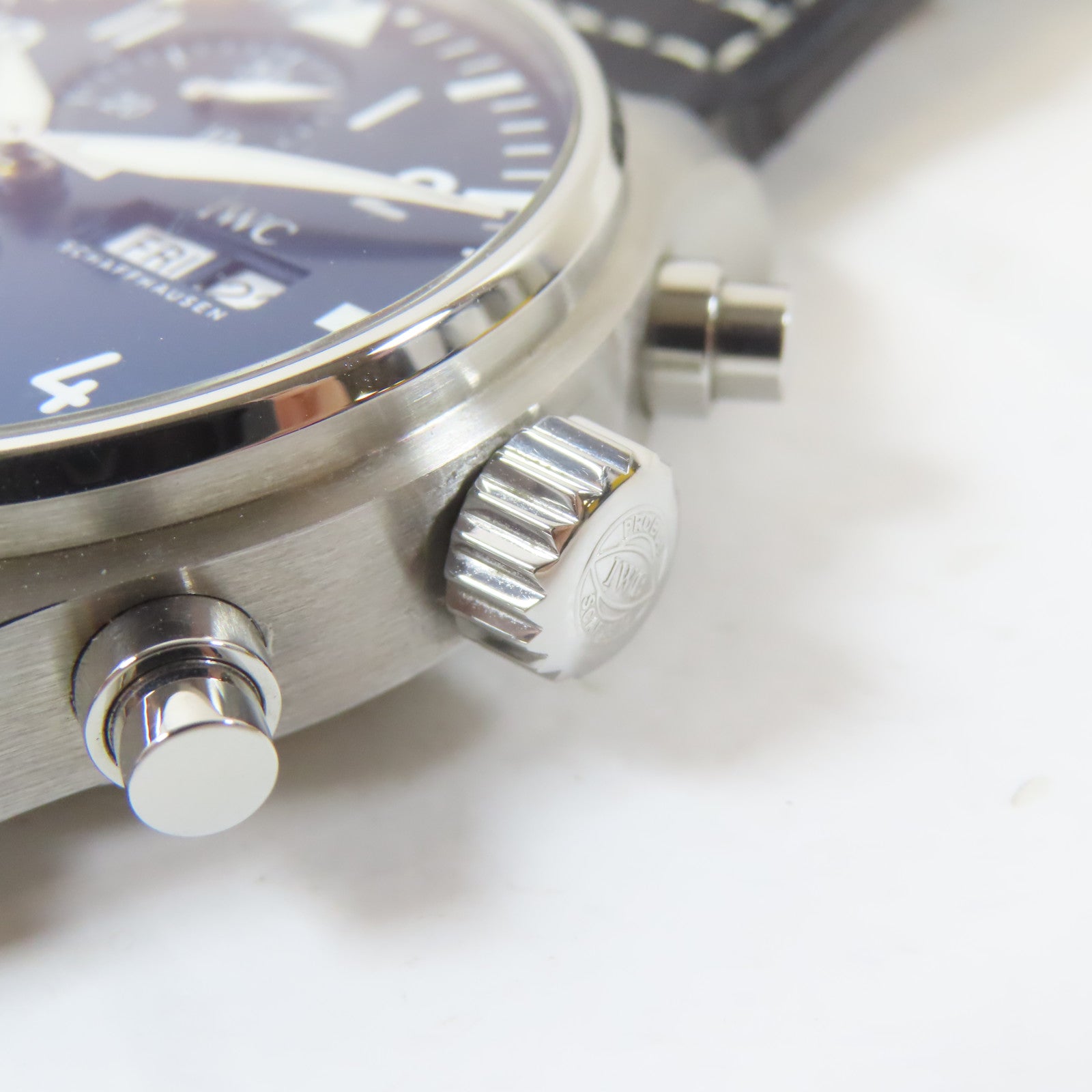 IWC Pilots不鏽鋼/皮革手錶自動機芯藍色#19.5cm