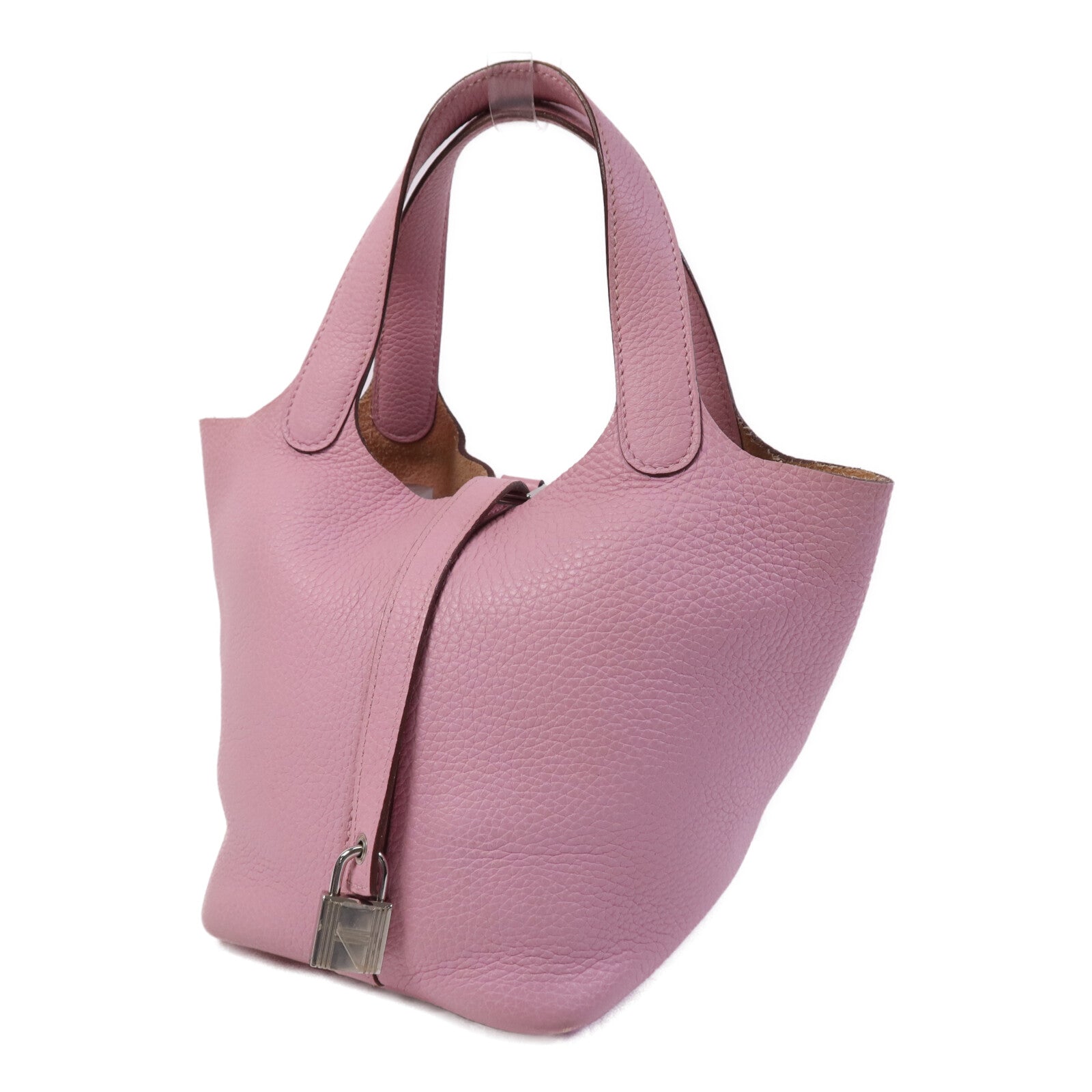 HERMES Clemence皮革Picotin PM銀扣手挽袋Mauve Sylvestre