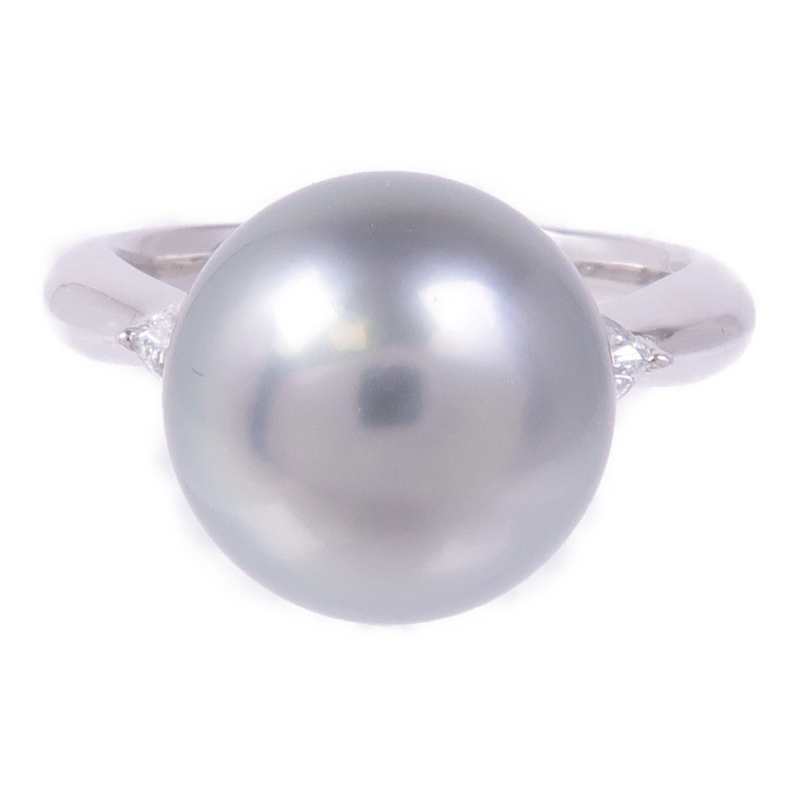 JEWELRY PT900鉑金Black Pearl Diamond Ring黑珍珠/鑽石戒指US#5.5