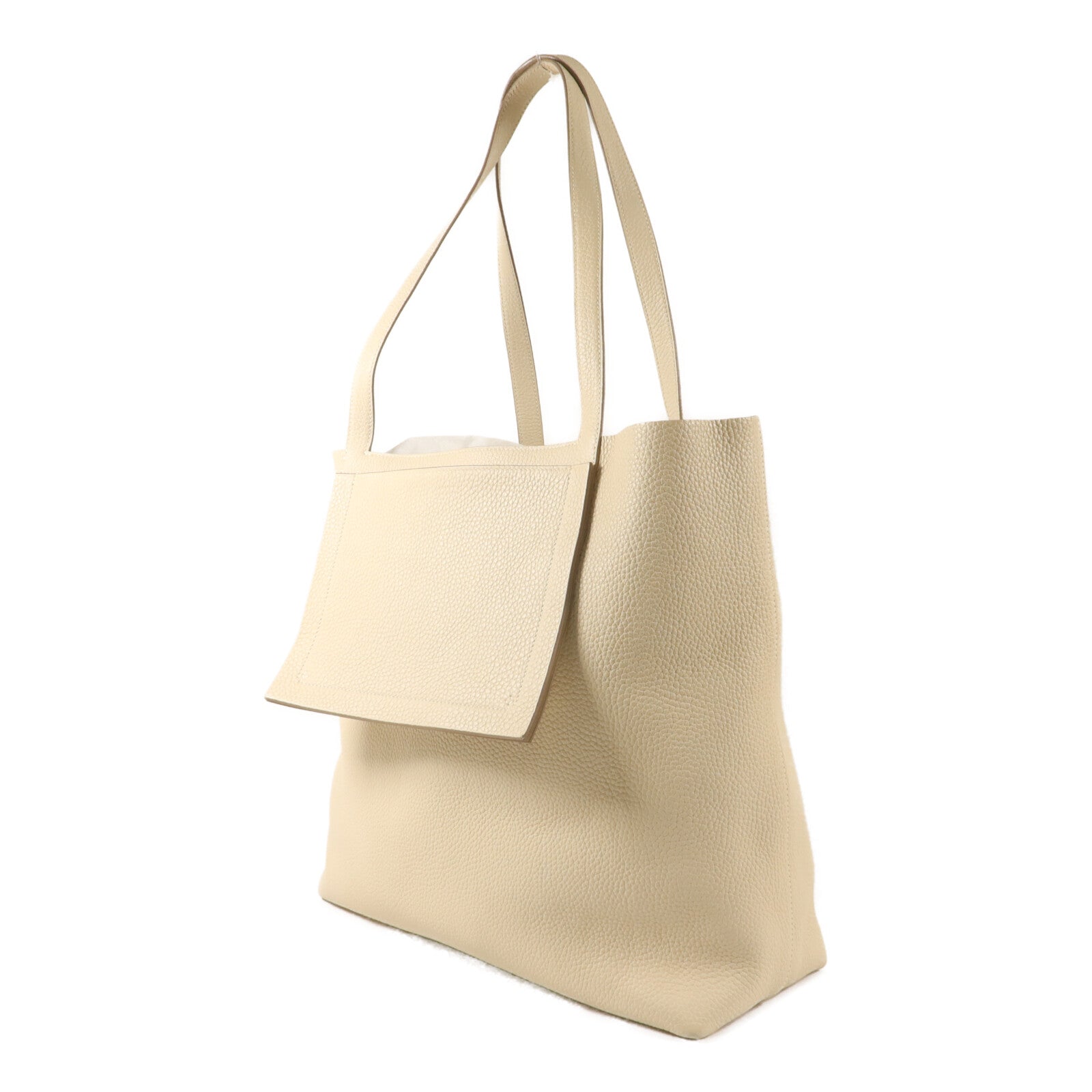 HERMES Clemence皮革Cabasellier 46手挽袋Craie