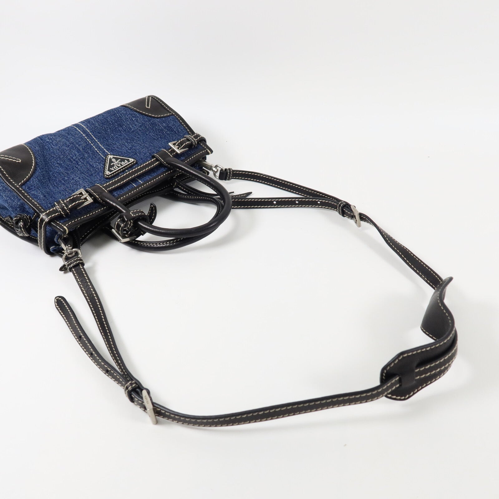 PRADA 牛仔布Bonnie Mini手挽肩背兩用袋