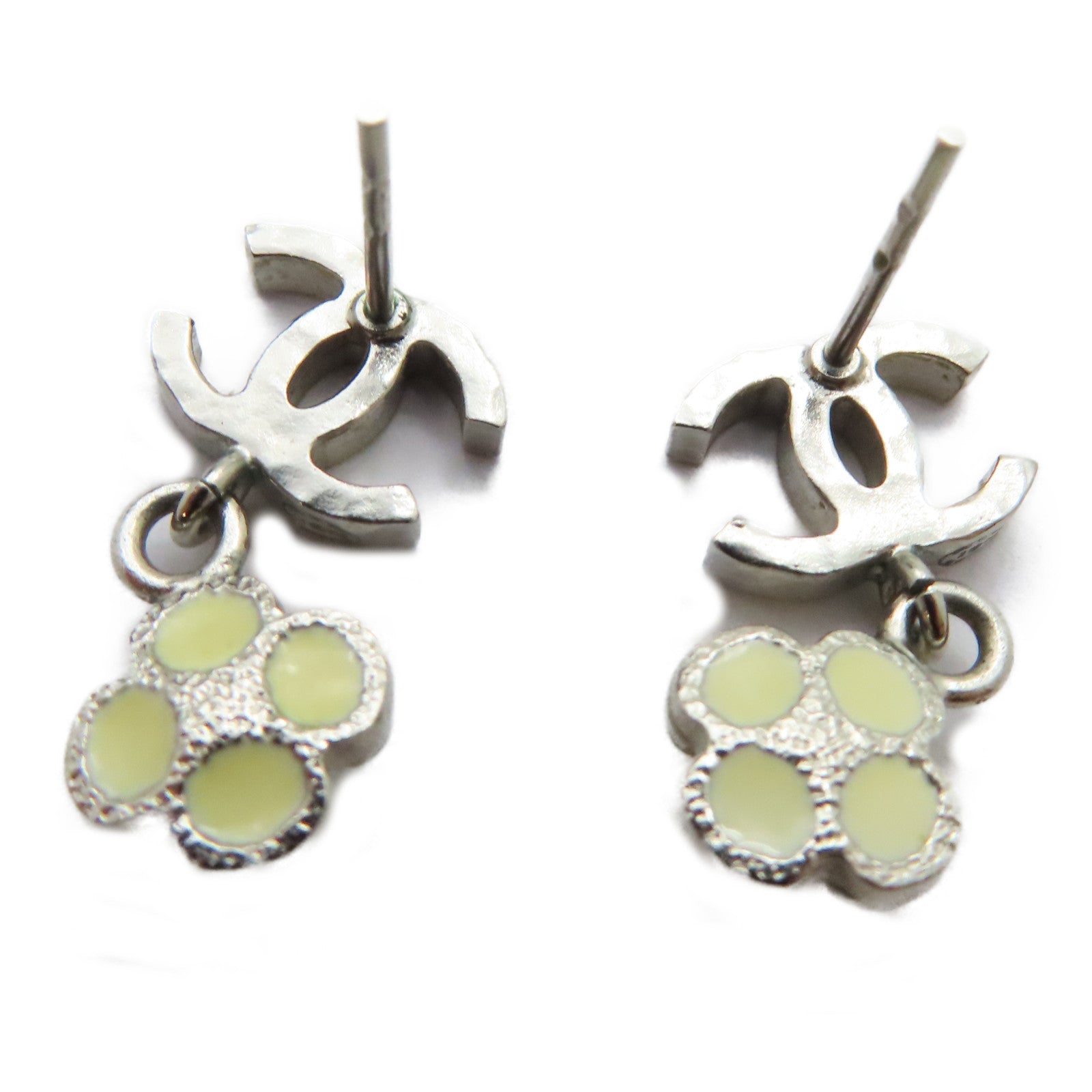 CHANEL 金屬Earrings白花耳環銀色