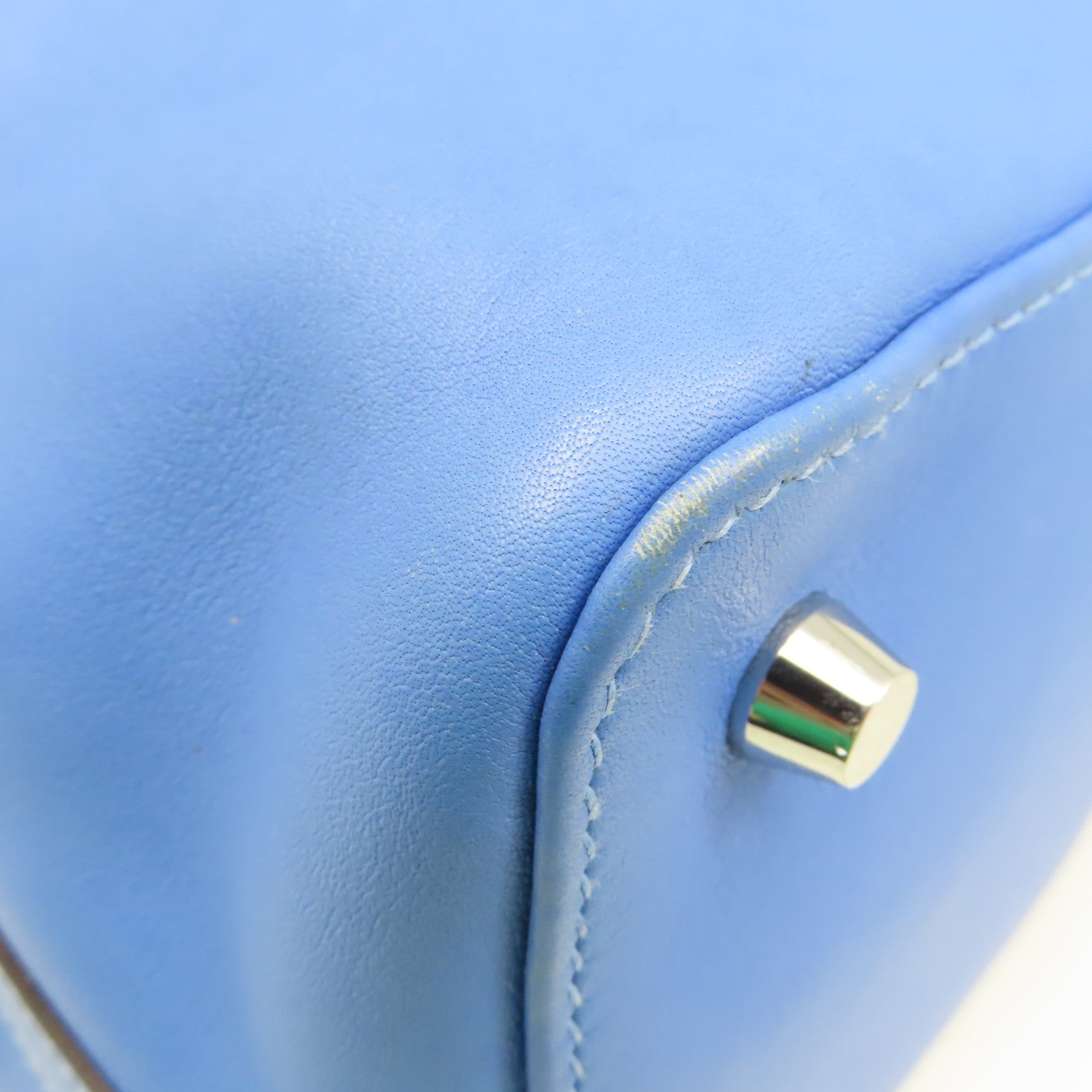 HERMES **【激減優惠】Swift皮革Toolbox 20 2Way Shoulder Bag銀扣手挽肩背兩用袋Bleu Hydra水妖藍色