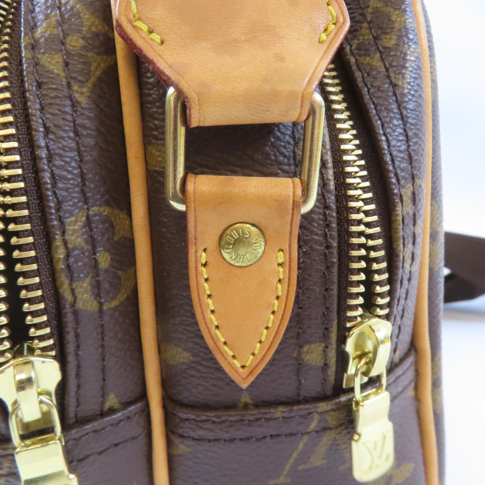 LOUIS VUITTON Monogram Reporter PM金扣肩背袋啡色