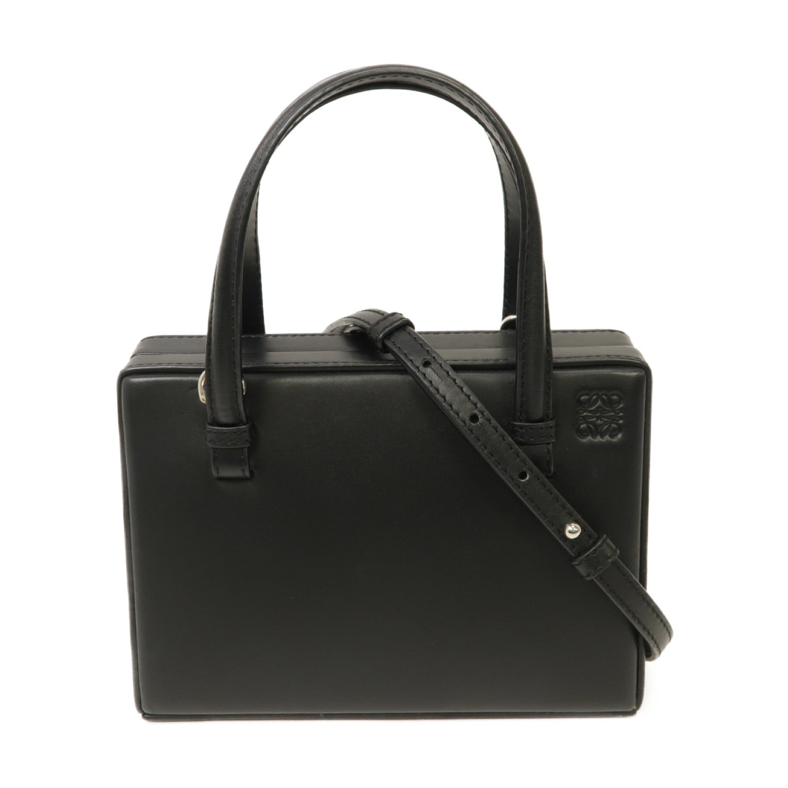 LOEWE 【激減優惠】牛皮皮革Postal 2 Way Shoulder Bag銀扣手挽肩背兩用袋黑色