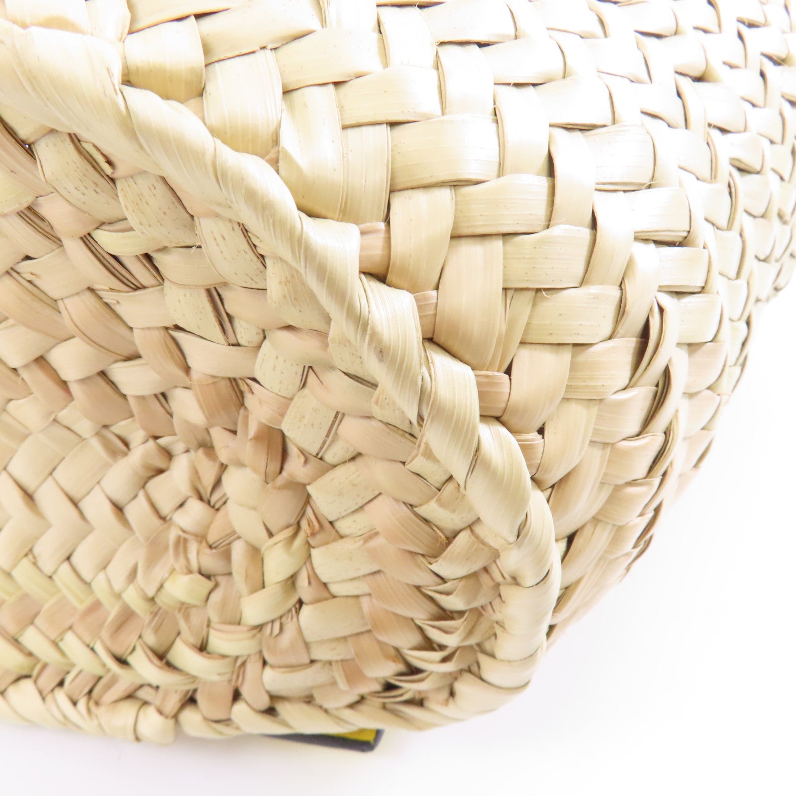 LOEWE 【激減優惠】Raffia Basket Bag銀扣手挽袋米色/黃色