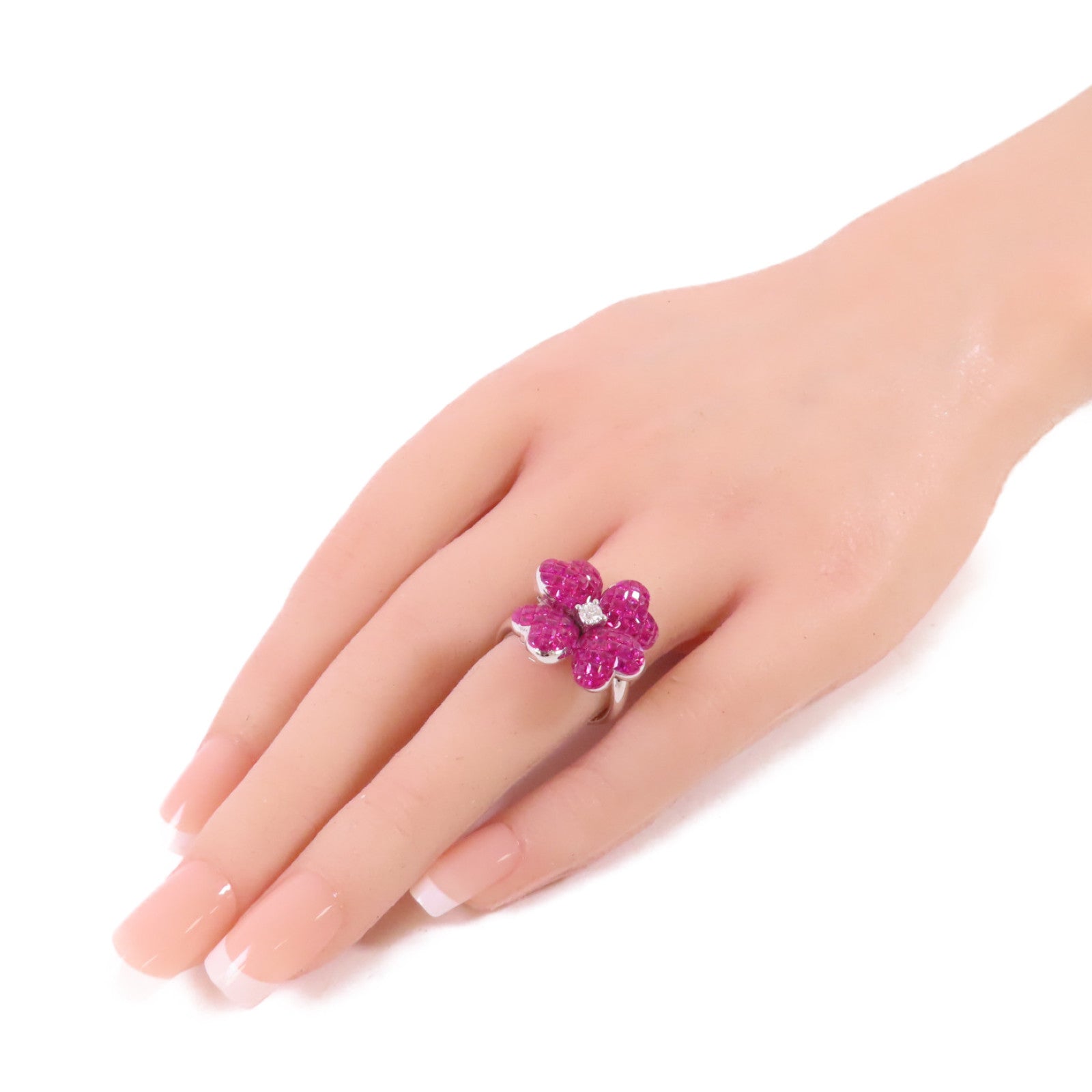 JEWELRY 18K白金/3.6ct紅寶石/0.1ct鑽石Ruby/Diamond Ring戒指US#6.5