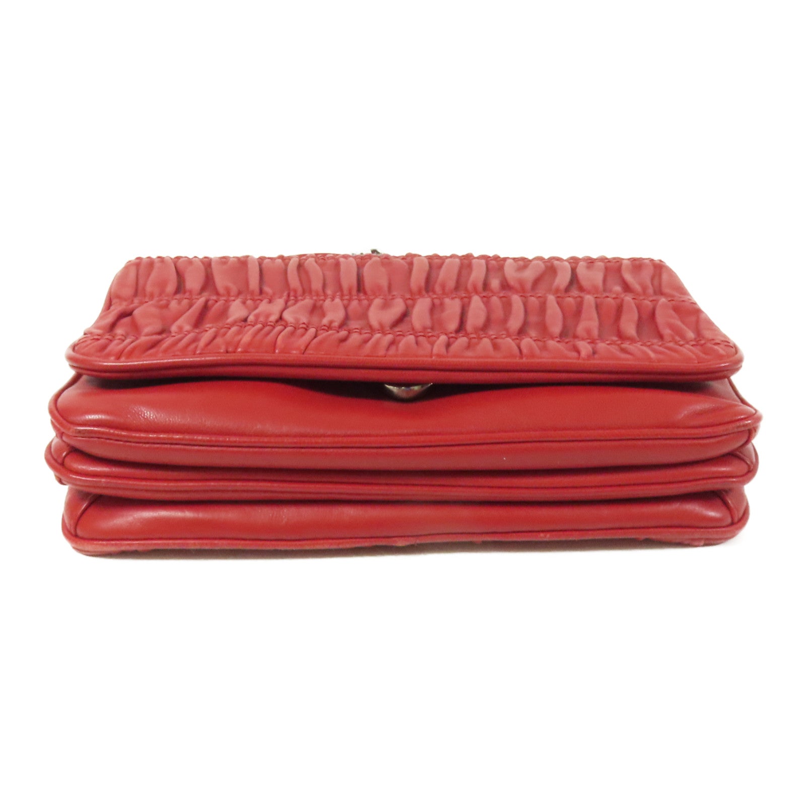 PRADA 羊皮皮革Chain Shoulder銀扣肩背袋