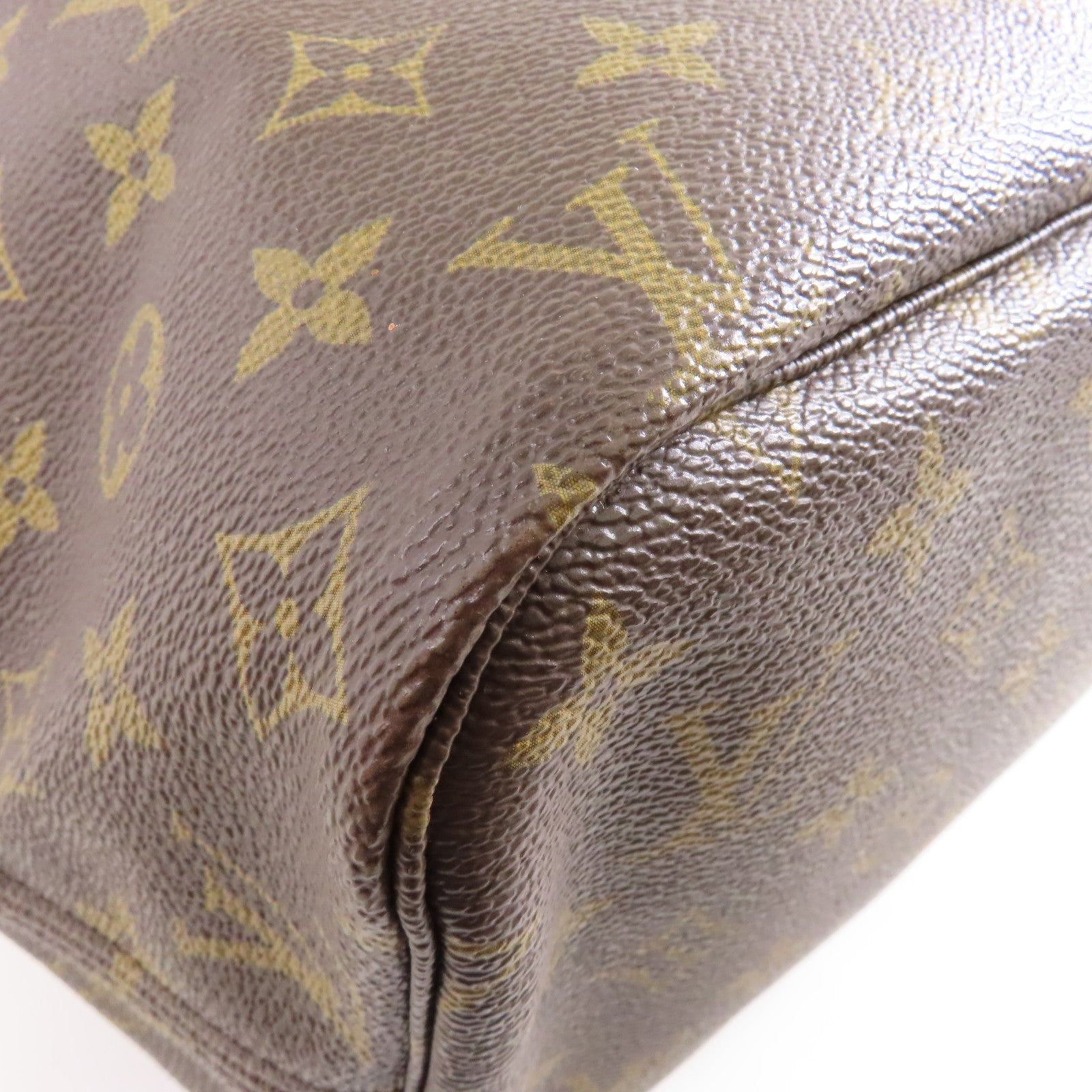 LOUIS VUITTON Monogram Neverfull MM金扣手挽袋啡色