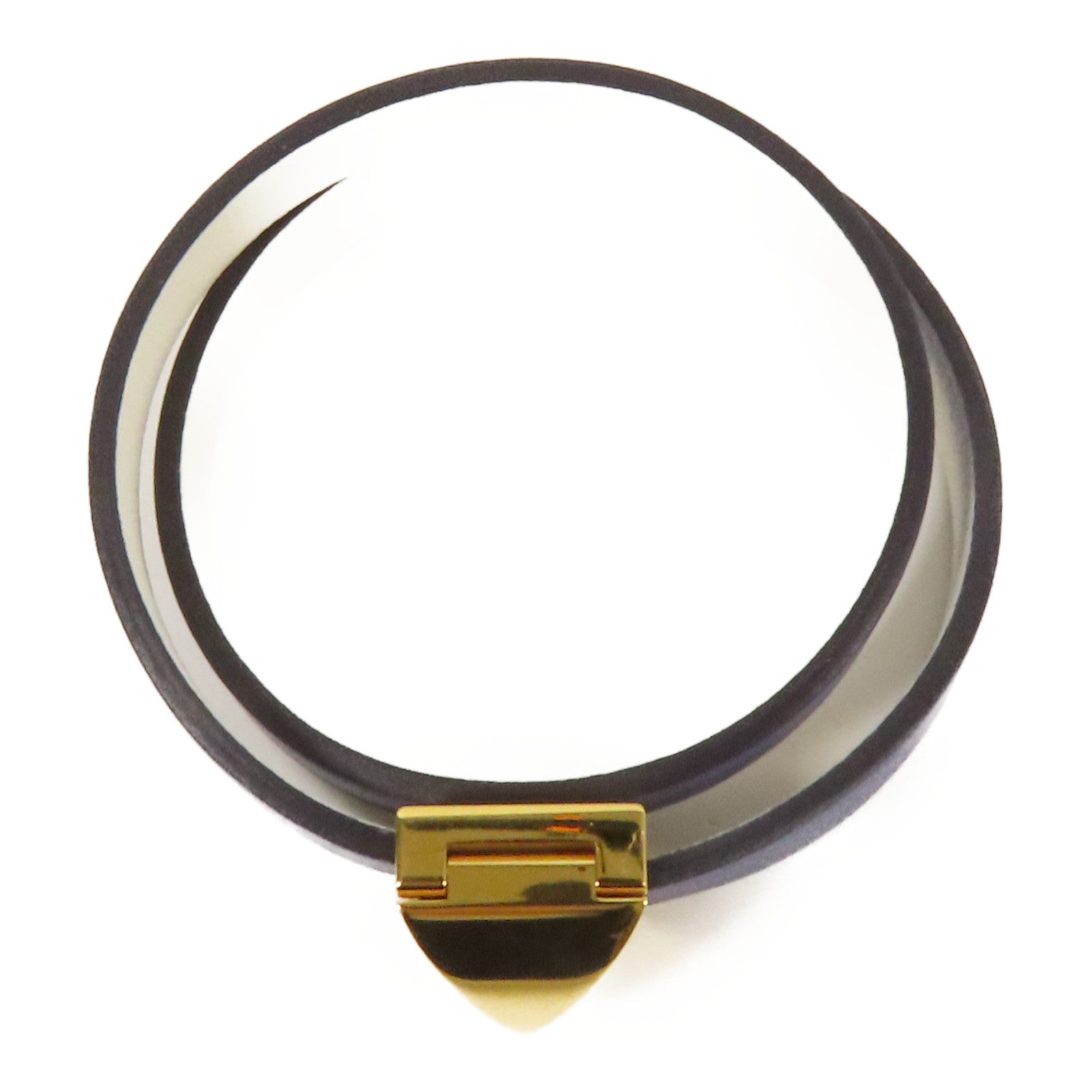 HERMES Swift皮革Medor Infini Double Tour Bracelet金扣手鐲Blue