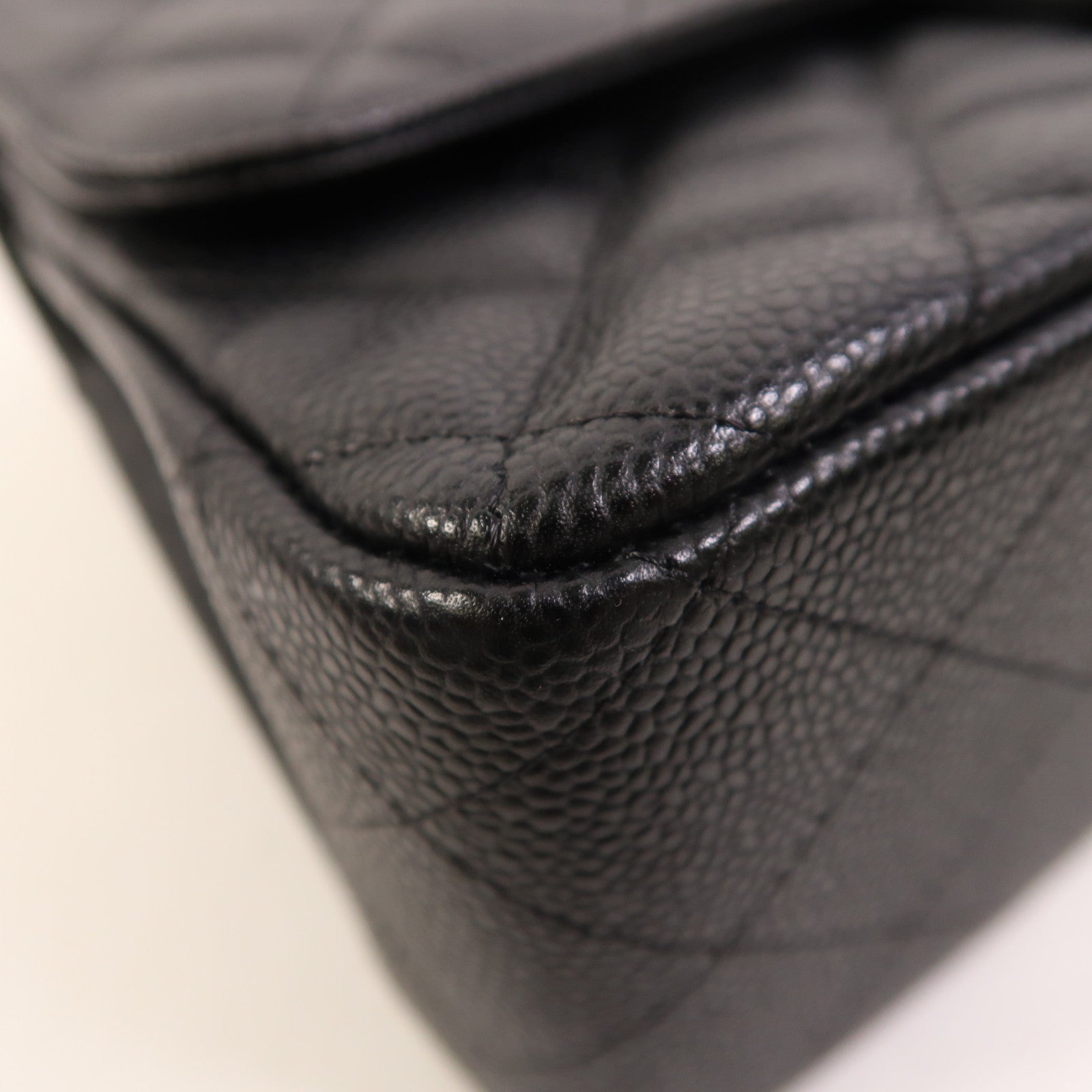 CHANEL 牛皮皮革Large Classic銀扣鏈帶肩背袋