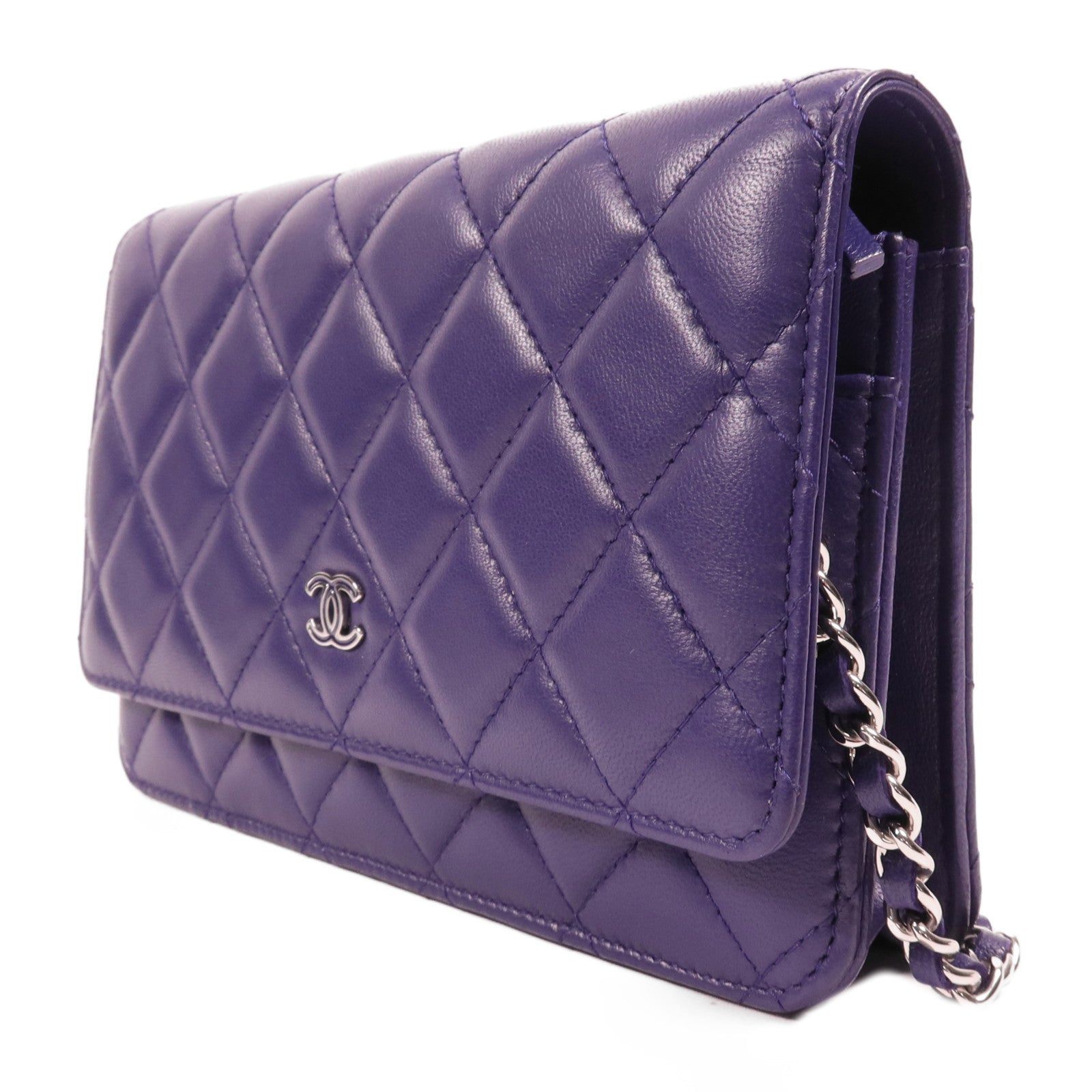 CHANEL 【激減優惠】羊皮皮革WOC Wallet On Chain銀扣鏈帶肩背袋