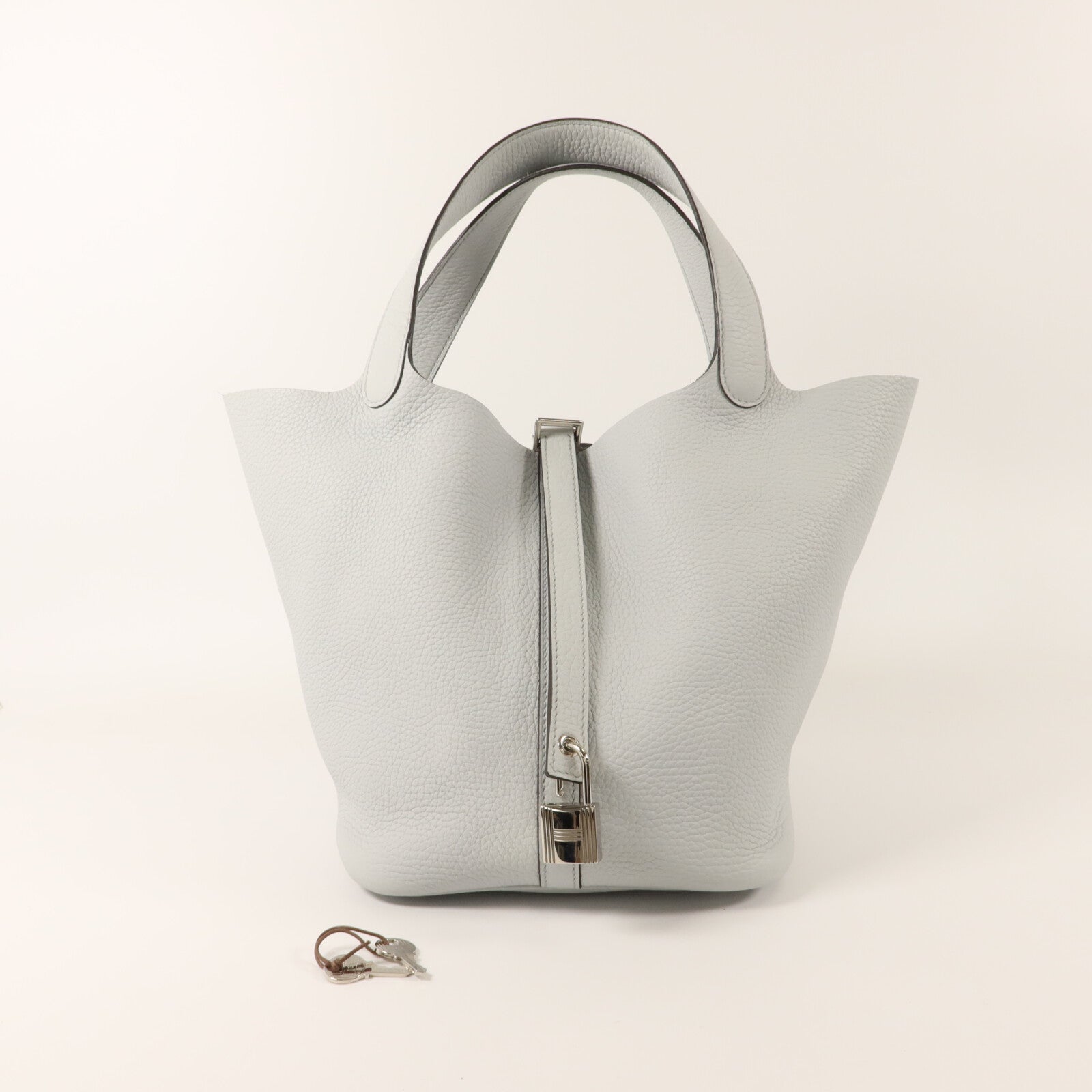 HERMES Clemence皮革Picotin MM手挽袋Gris Perle