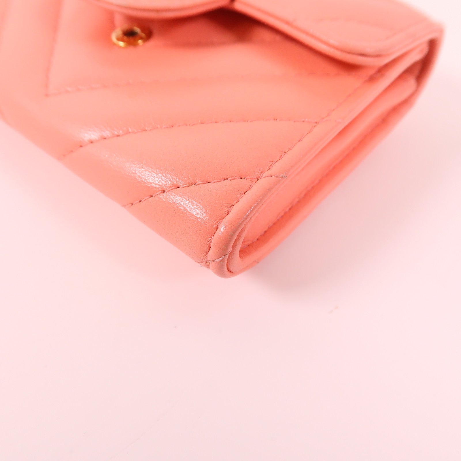 CHANEL CC GHW Card Case Calfskin Leather Pink