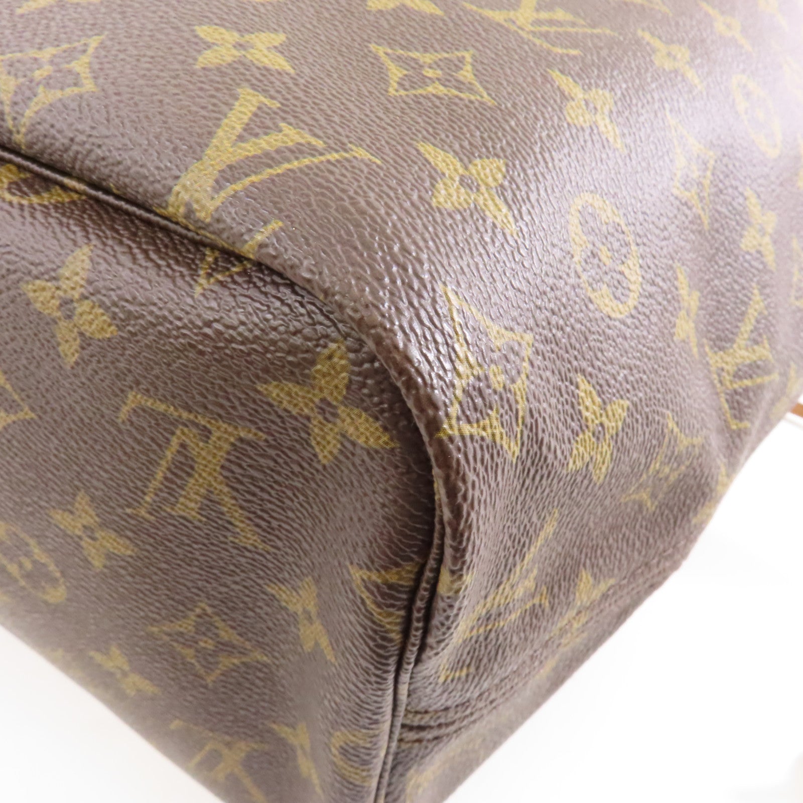 LOUIS VUITTON Monogram Neverfull MM金扣手挽袋啡色