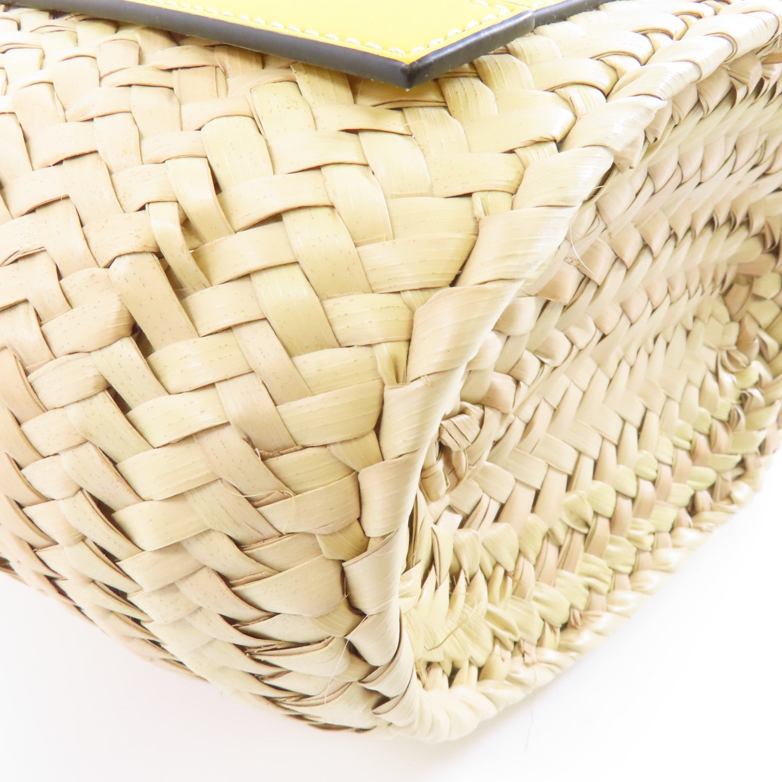 LOEWE 【激減優惠】Raffia Basket Bag銀扣手挽袋米色/黃色