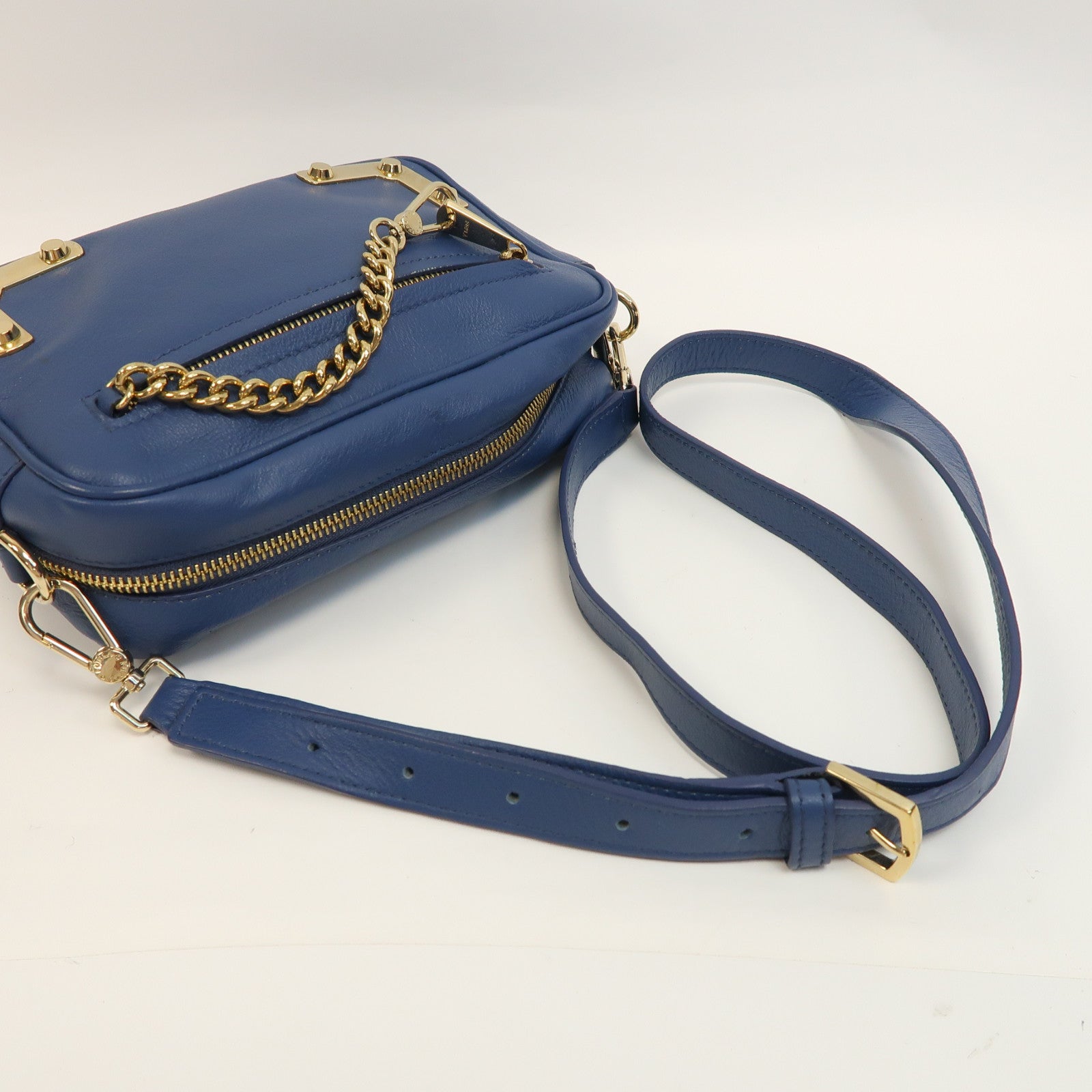 Furla 【激減優惠】牛皮皮革Shoulder Bag金扣肩背袋藍色