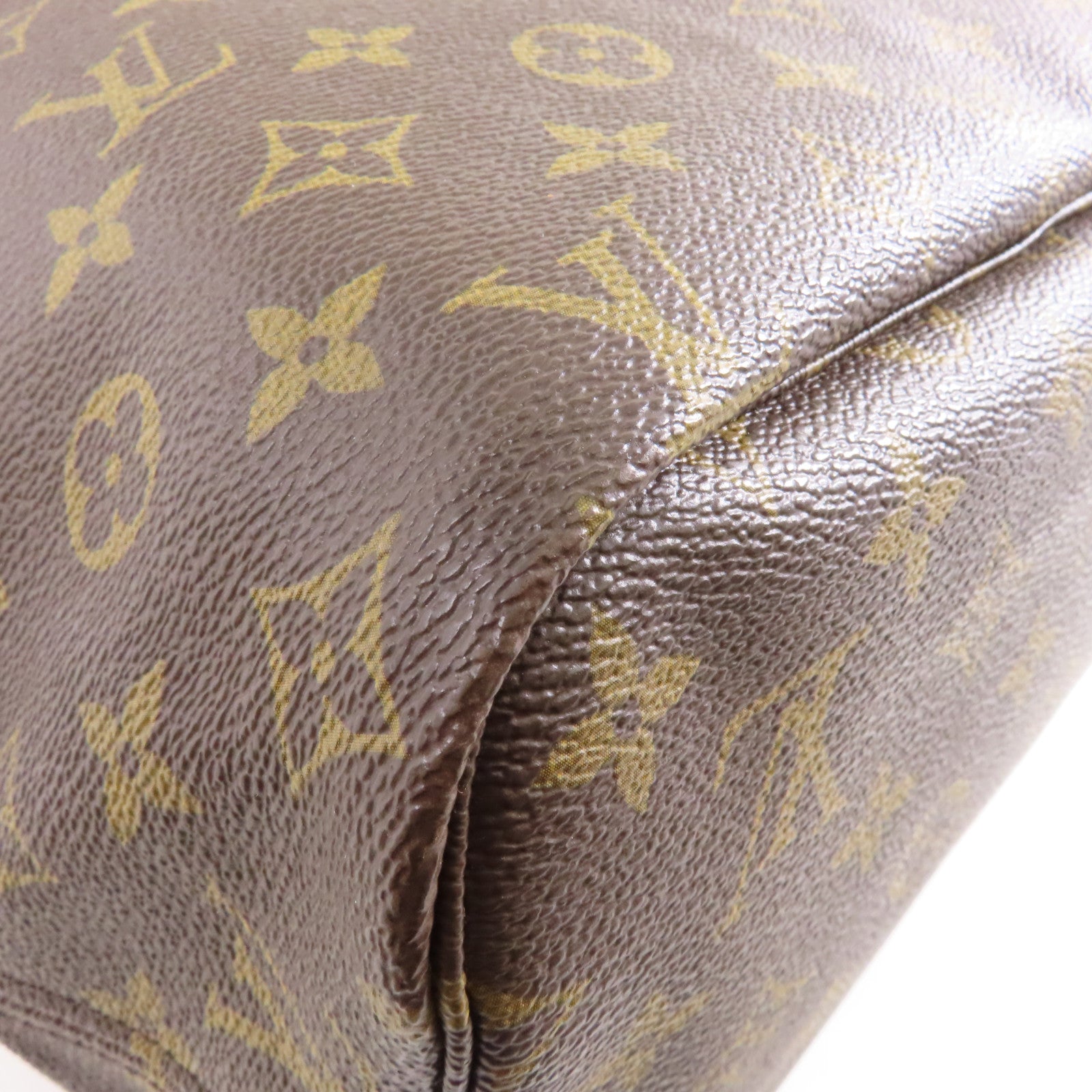 LOUIS VUITTON Monogram Neverfull MM金扣手挽袋啡色