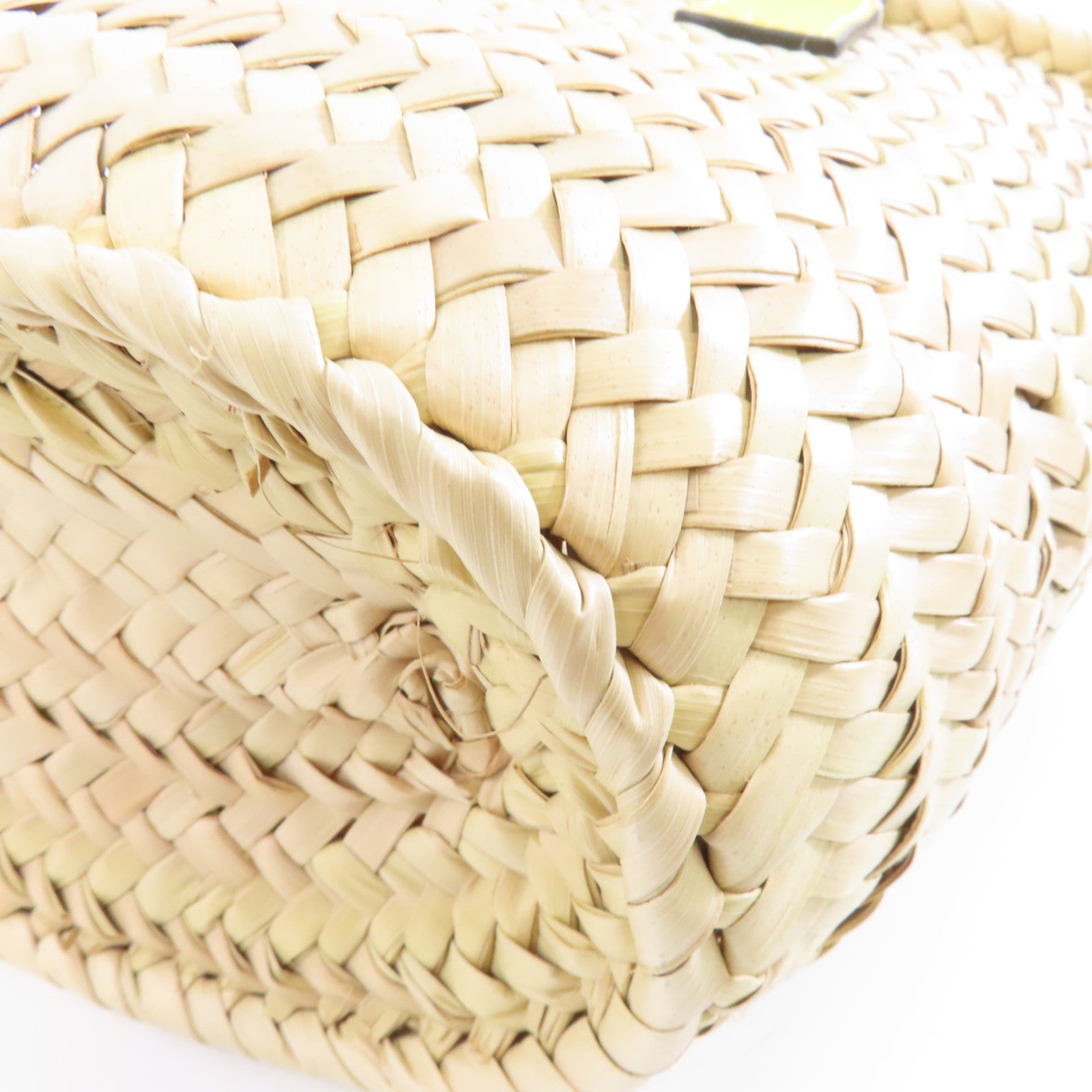 LOEWE 【激減優惠】Raffia Basket Bag銀扣手挽袋米色/黃色
