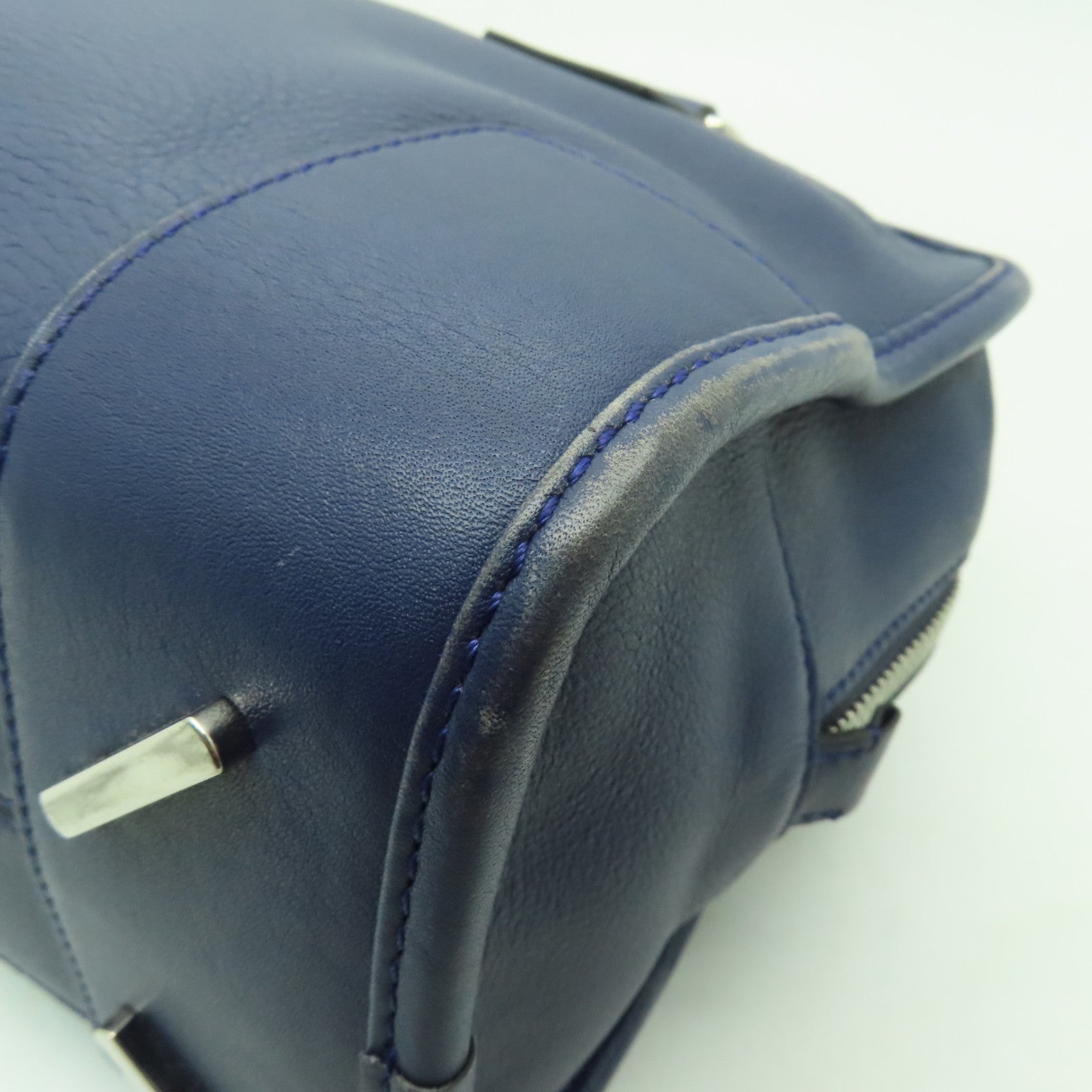 LOEWE 【激減優惠】牛皮皮革Amazona銀扣手挽肩背兩用袋藍色