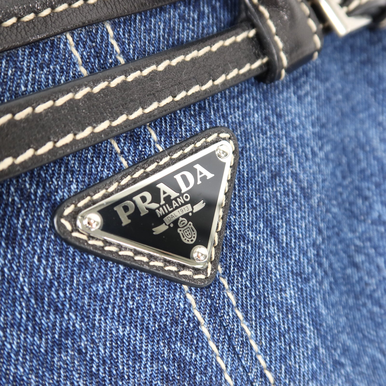 PRADA 牛仔布Bonnie Mini手挽肩背兩用袋