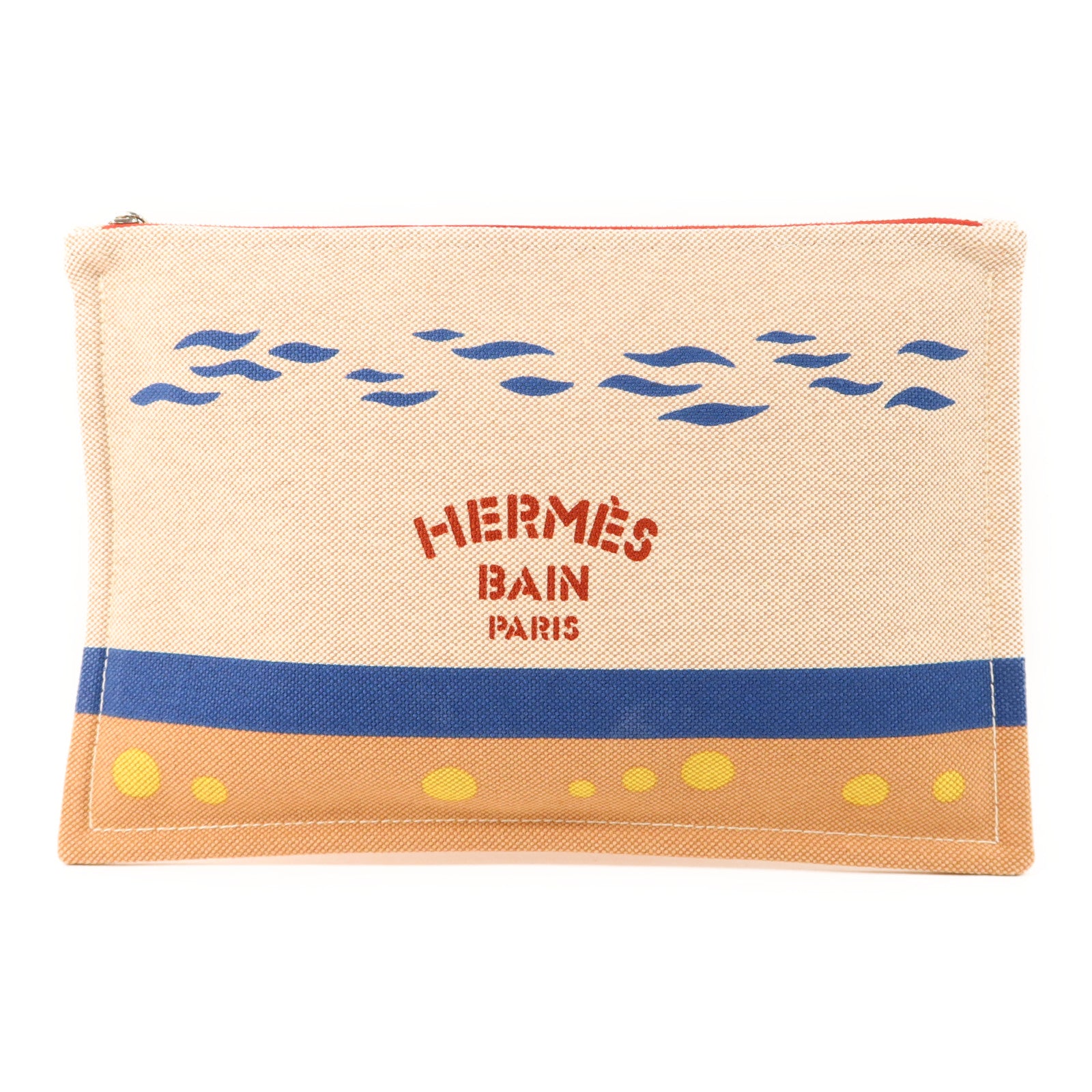 HERMES 棉布Maitre Nageur Case銀扣手拿包