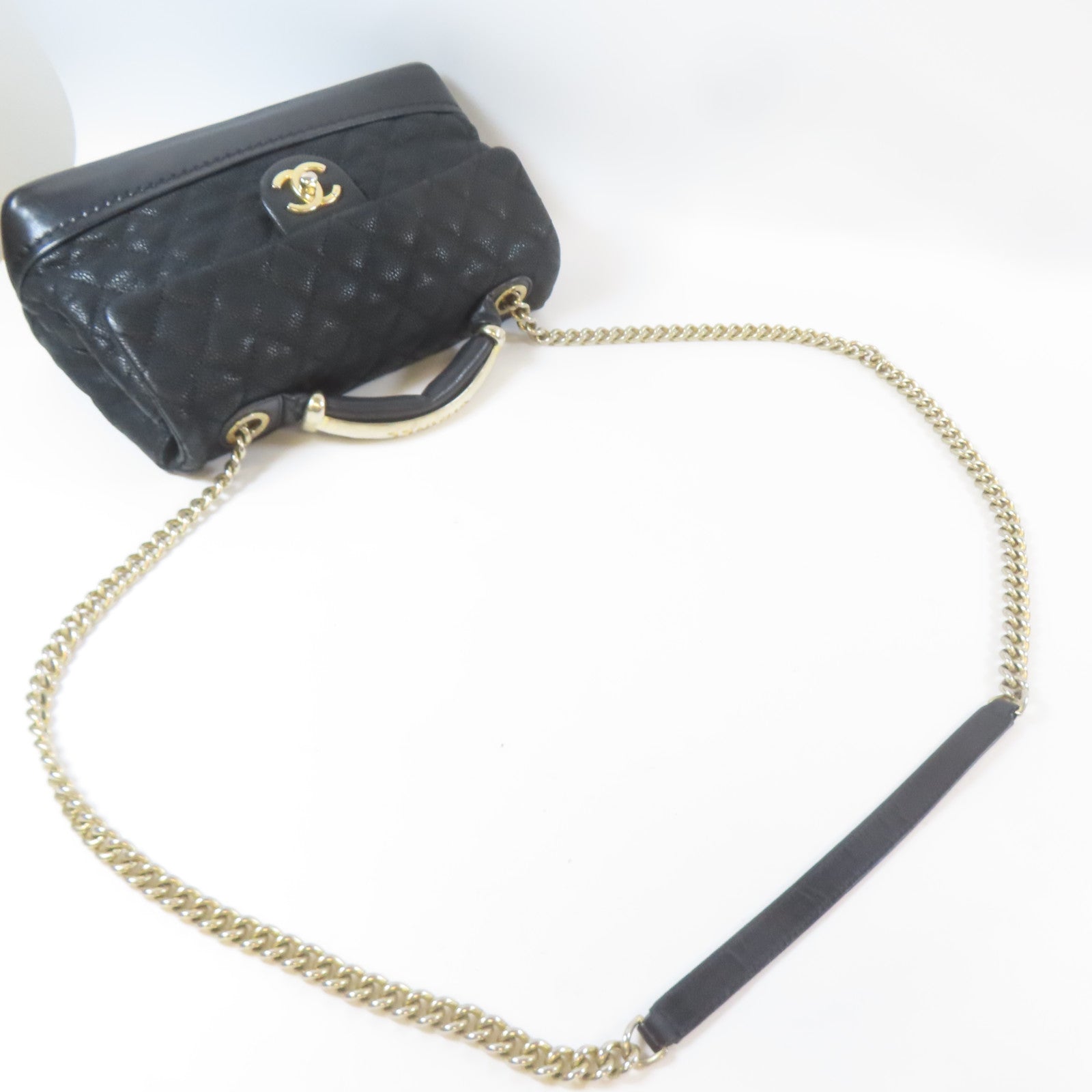 CHANEL 【激減優惠】牛皮皮革Chain Shoulder Bag金扣鏈帶手挽肩背兩用袋