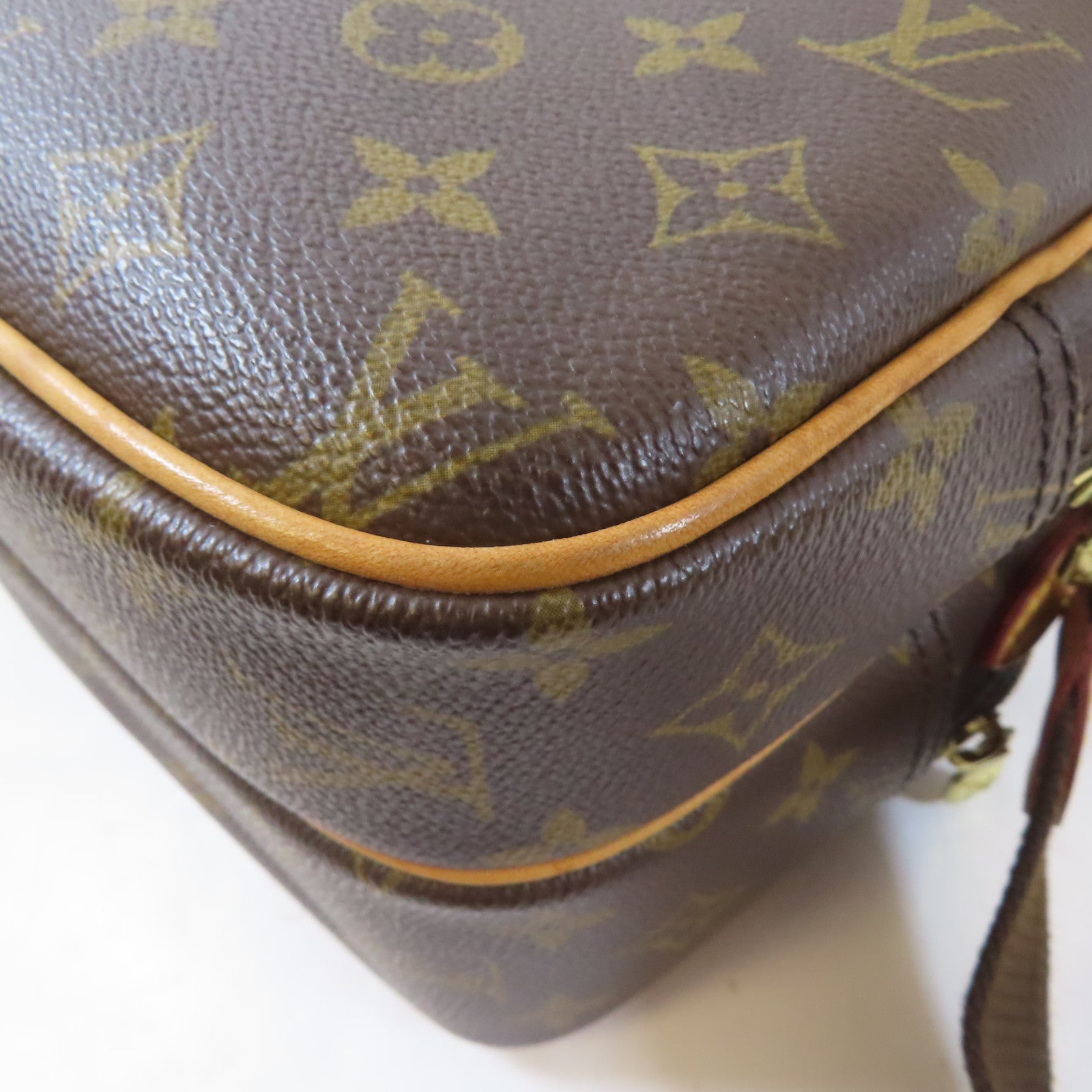 LOUIS VUITTON Monogram Reporter PM金扣肩背袋啡色