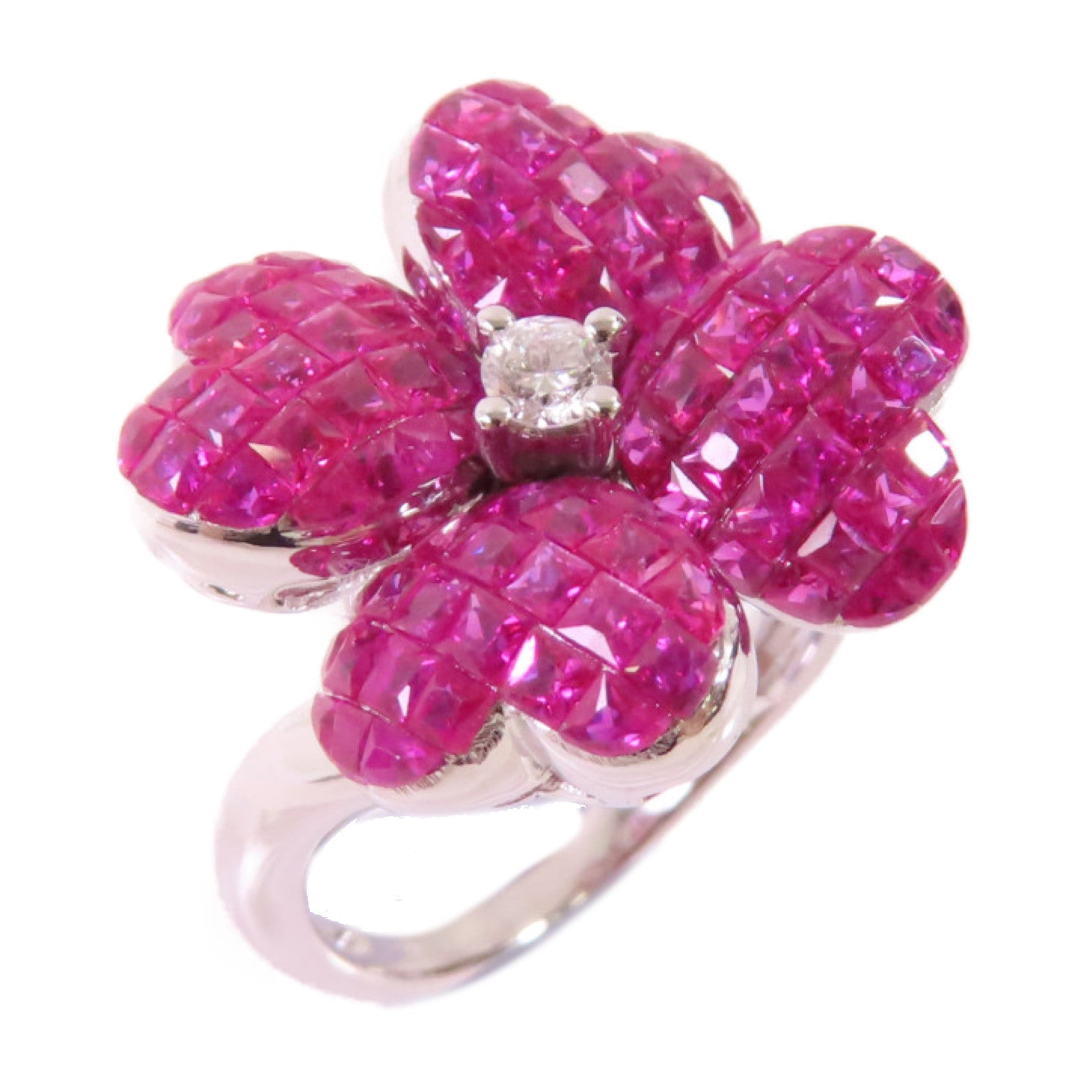 JEWELRY 18K白金/3.6ct紅寶石/0.1ct鑽石Ruby/Diamond Ring戒指US#6.5