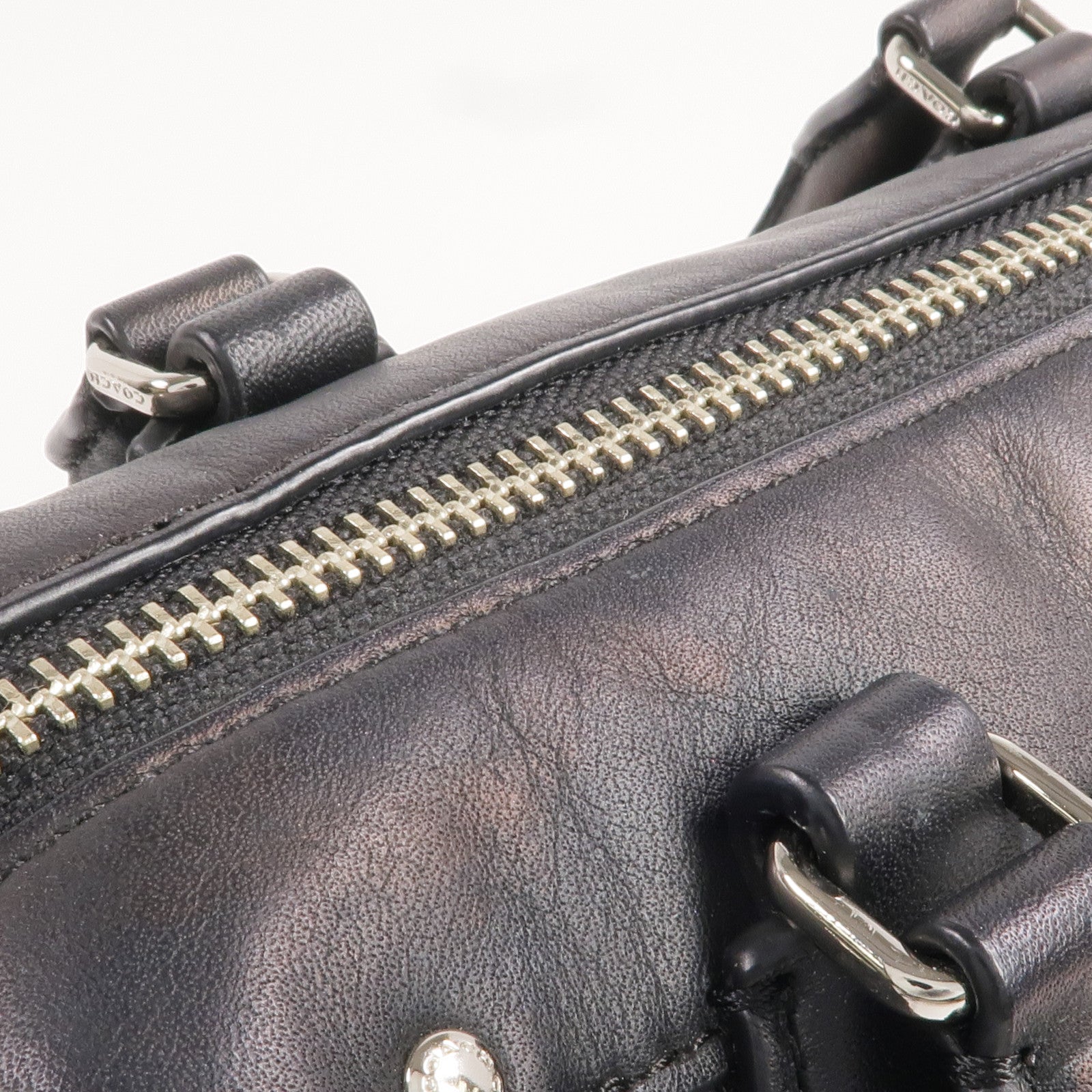 COACH 牛皮皮革2 Way Shoulder Bag銀扣手挽肩背兩用袋