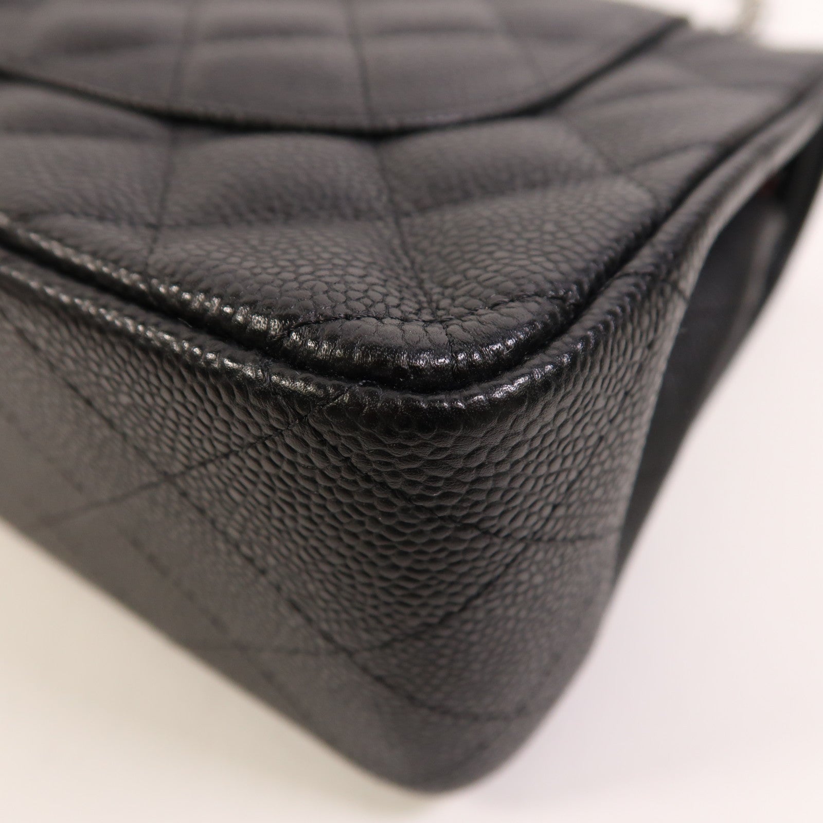CHANEL 牛皮皮革Large Classic銀扣鏈帶肩背袋
