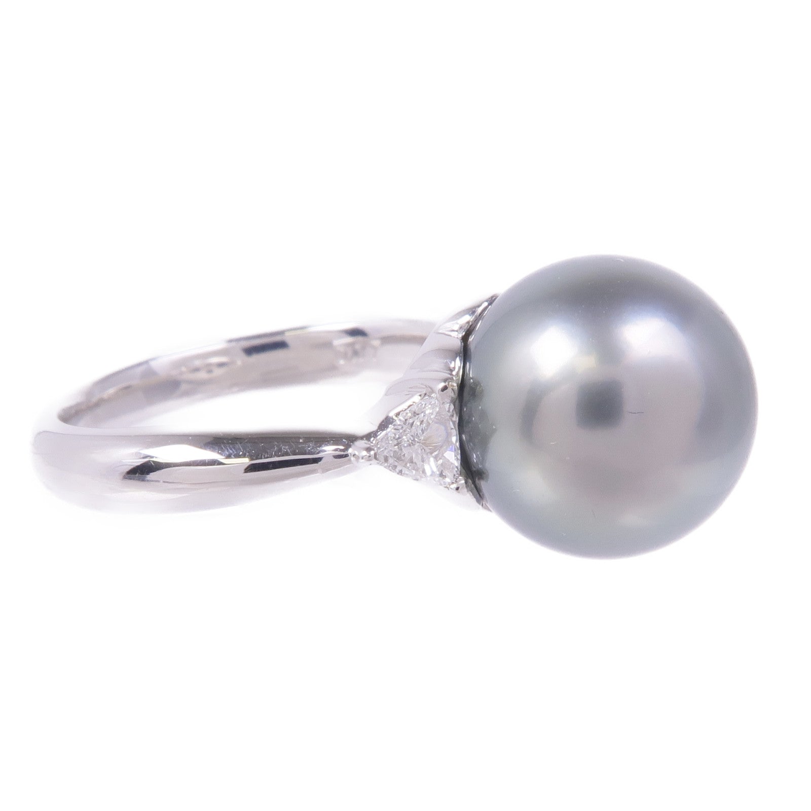 JEWELRY PT900鉑金Black Pearl Diamond Ring黑珍珠/鑽石戒指US#5.5