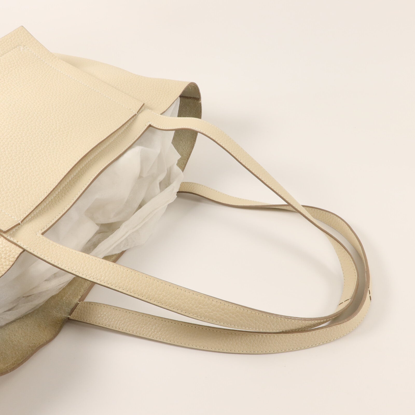 HERMES Clemence皮革Cabasellier 46手挽袋Craie